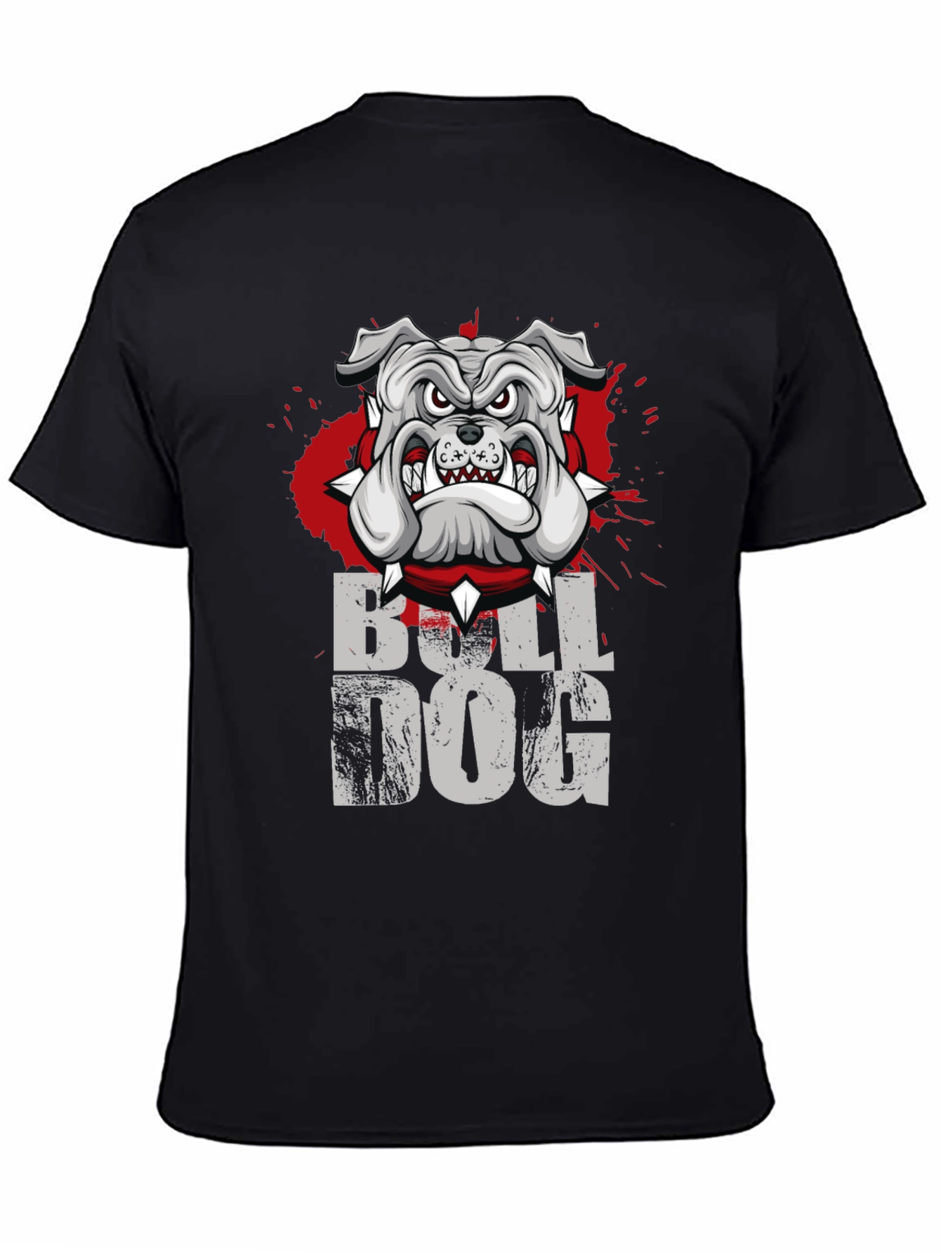 Cool Bulldog Graphic Print Black T-Shirt