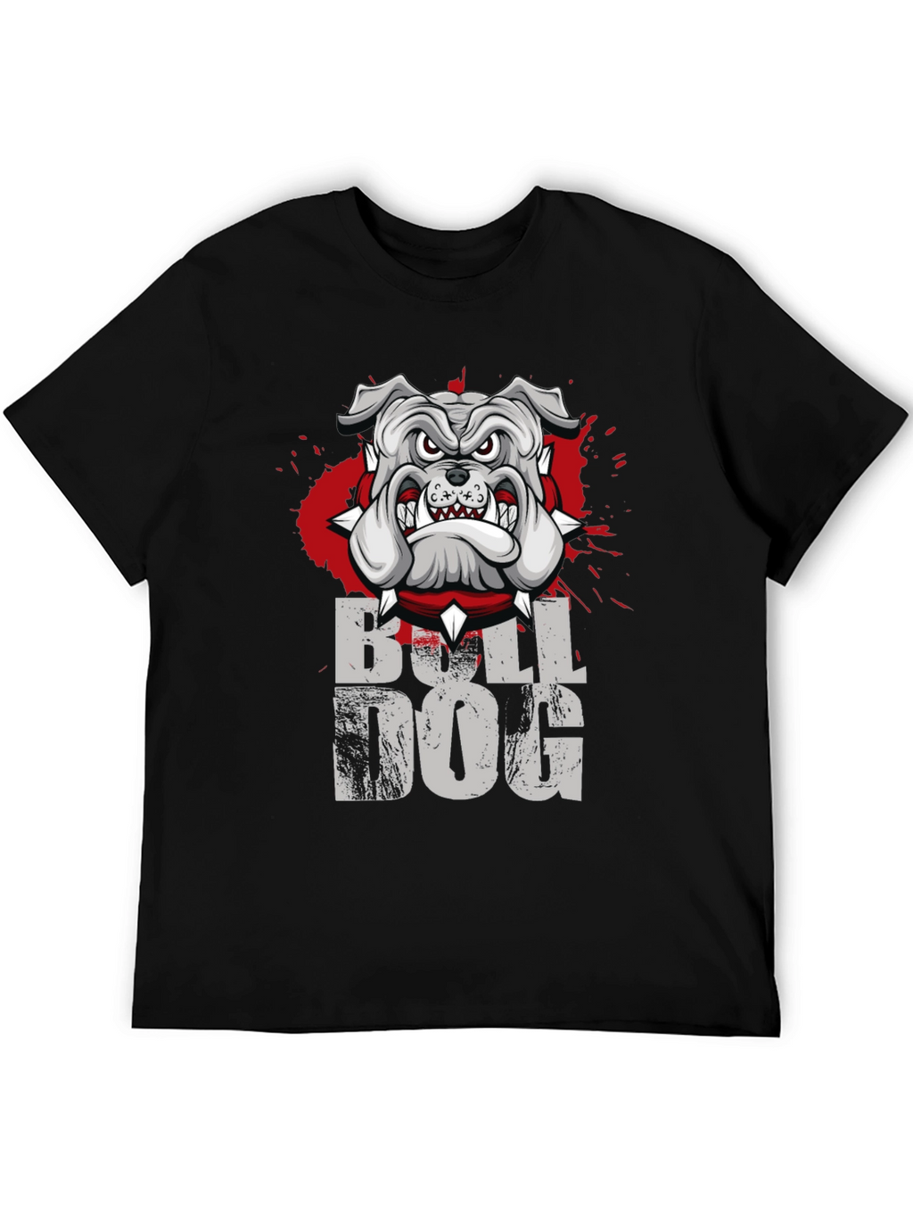 Cool Bulldog Graphic Print Black T-Shirt