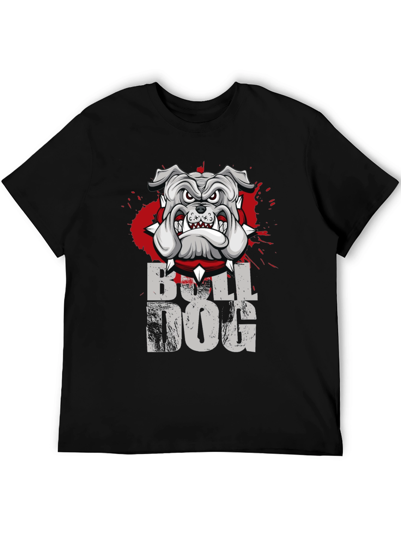 Cool Bulldog Graphic Print Black T-Shirt