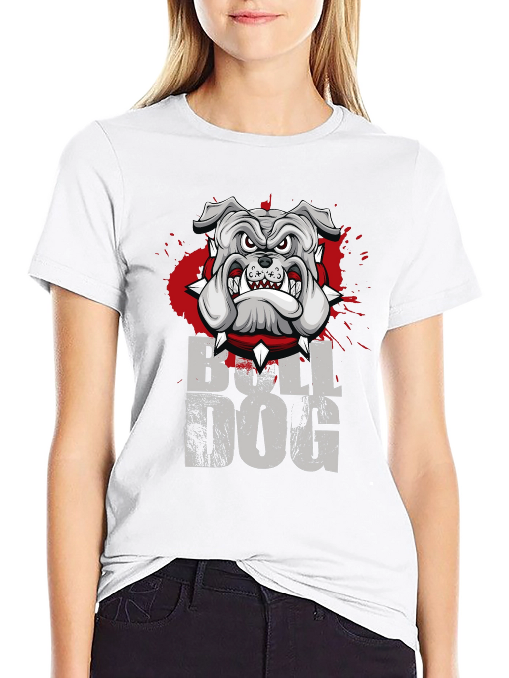 Cool Bulldog Graphic Print Black T-Shirt