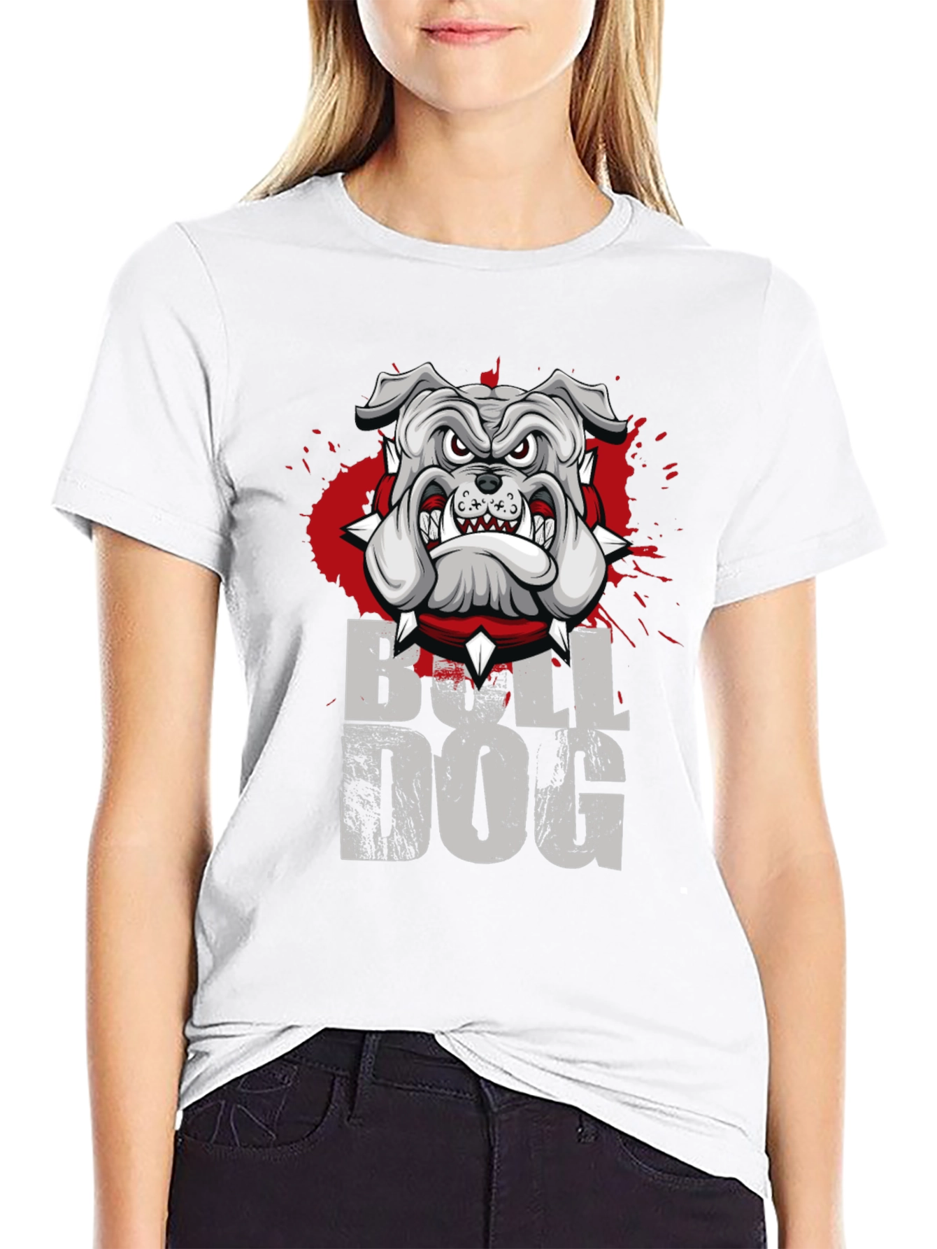 Cool Bulldog Graphic Print Black T-Shirt