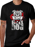 Cool Bulldog Graphic Print Black T-Shirt