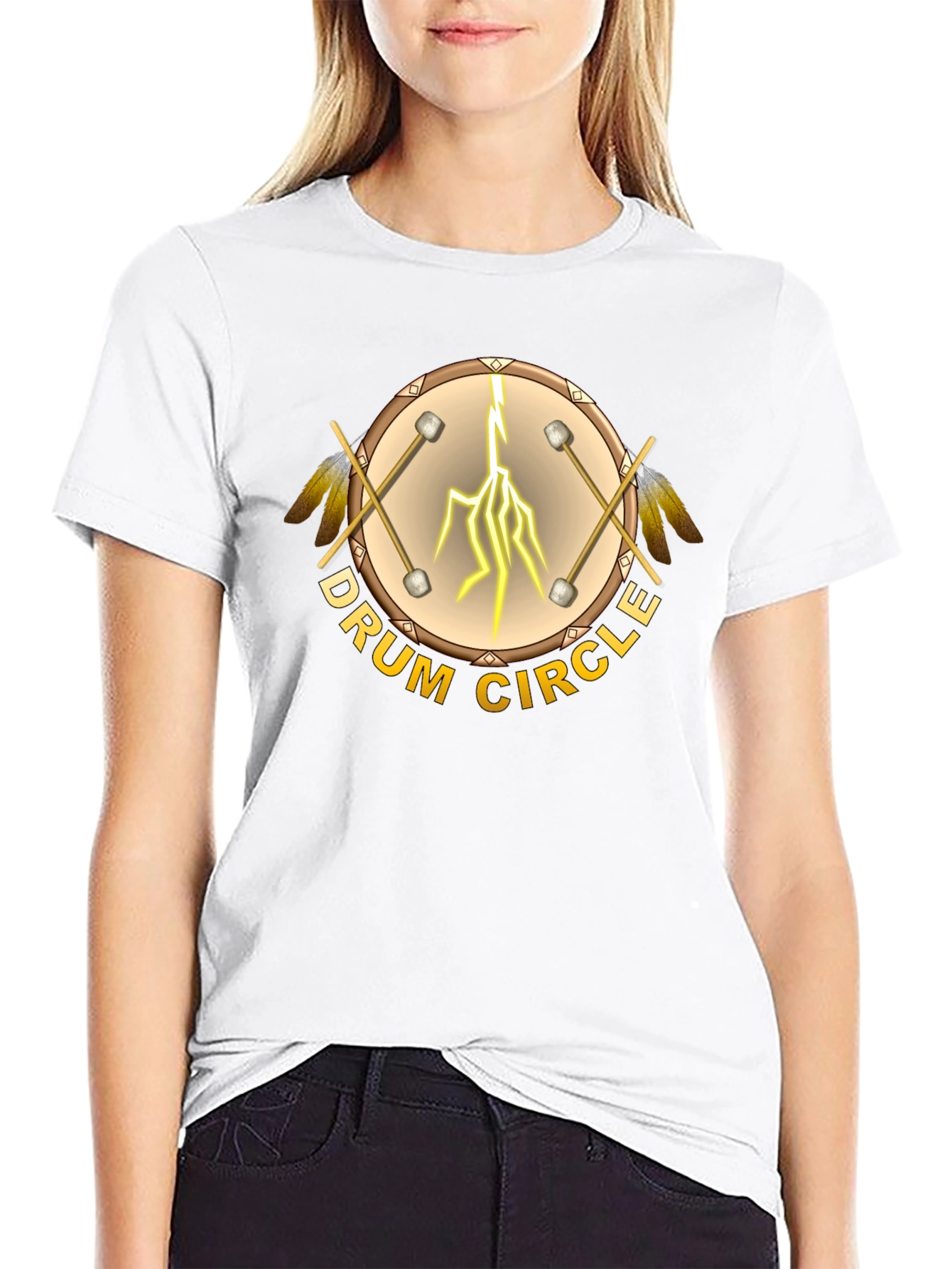 Drum Circle Graphic T-Shirt - Unisex Black Tee