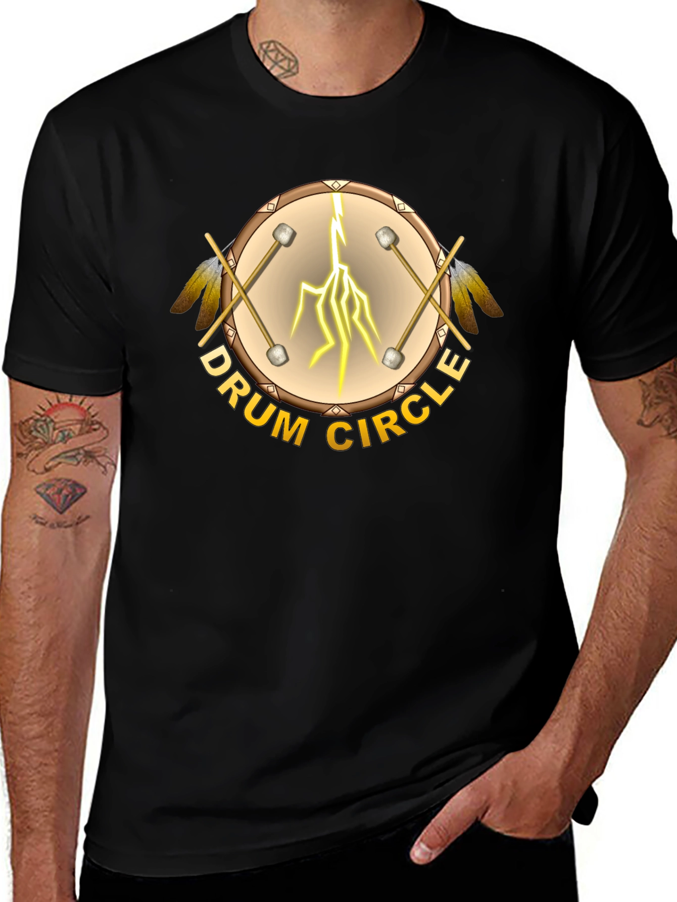 Drum Circle Graphic T-Shirt - Unisex Black Tee