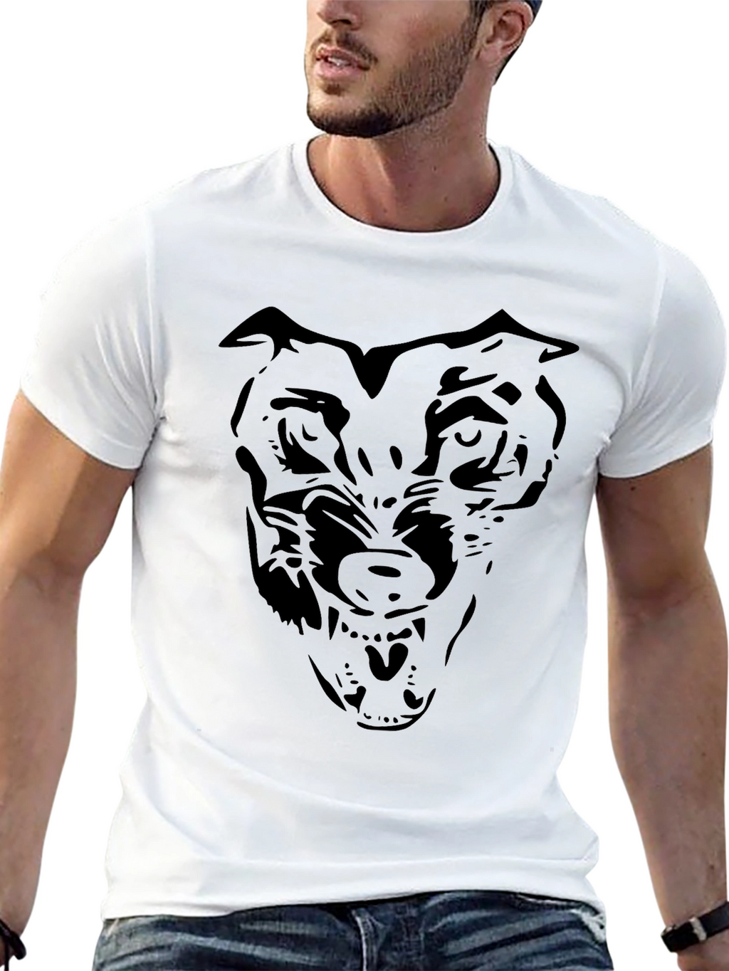 Black Wolf Graphic T-Shirt - Mens Crew Neck Tee