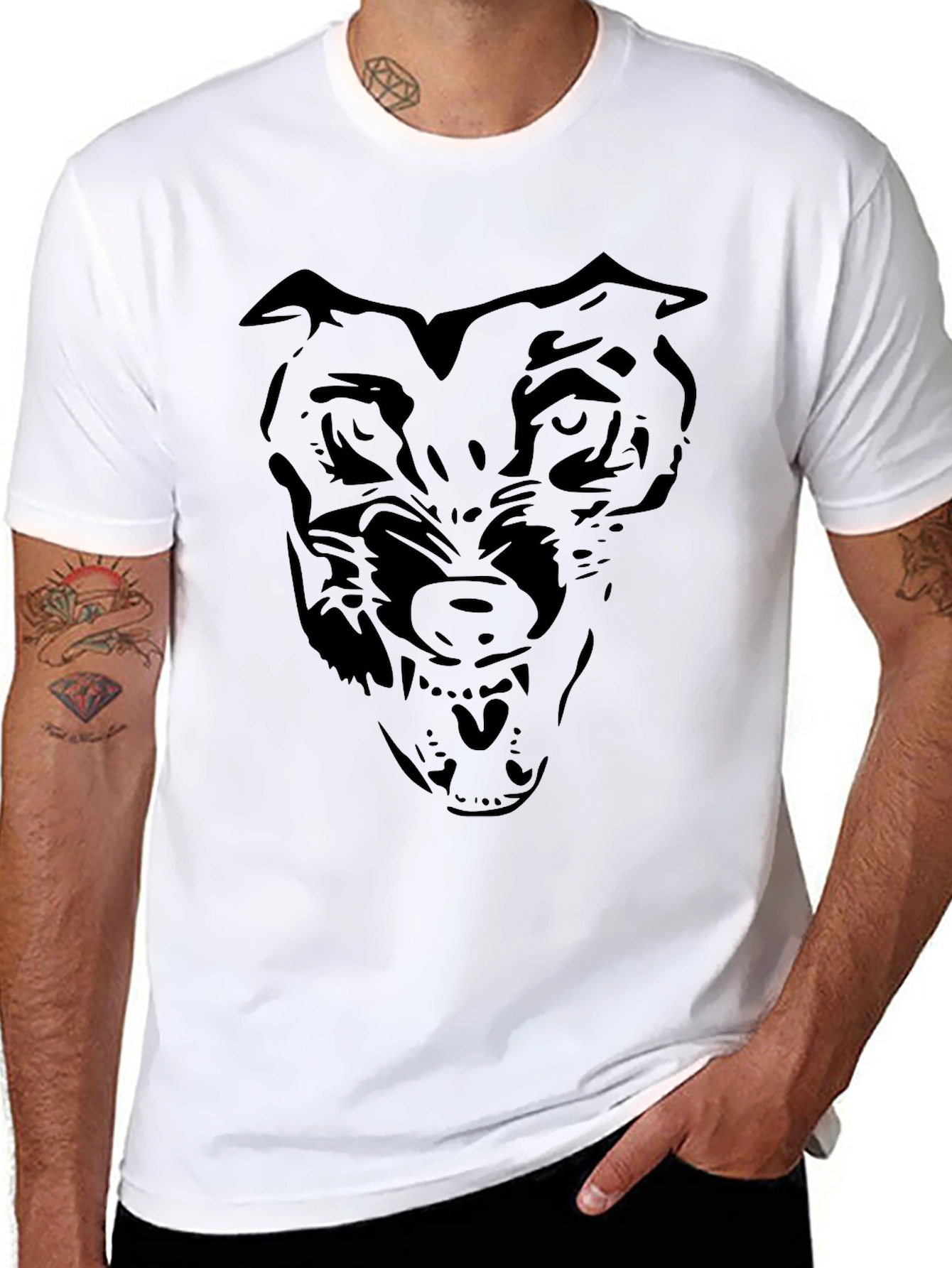 Black Wolf Graphic T-Shirt - Mens Crew Neck Tee