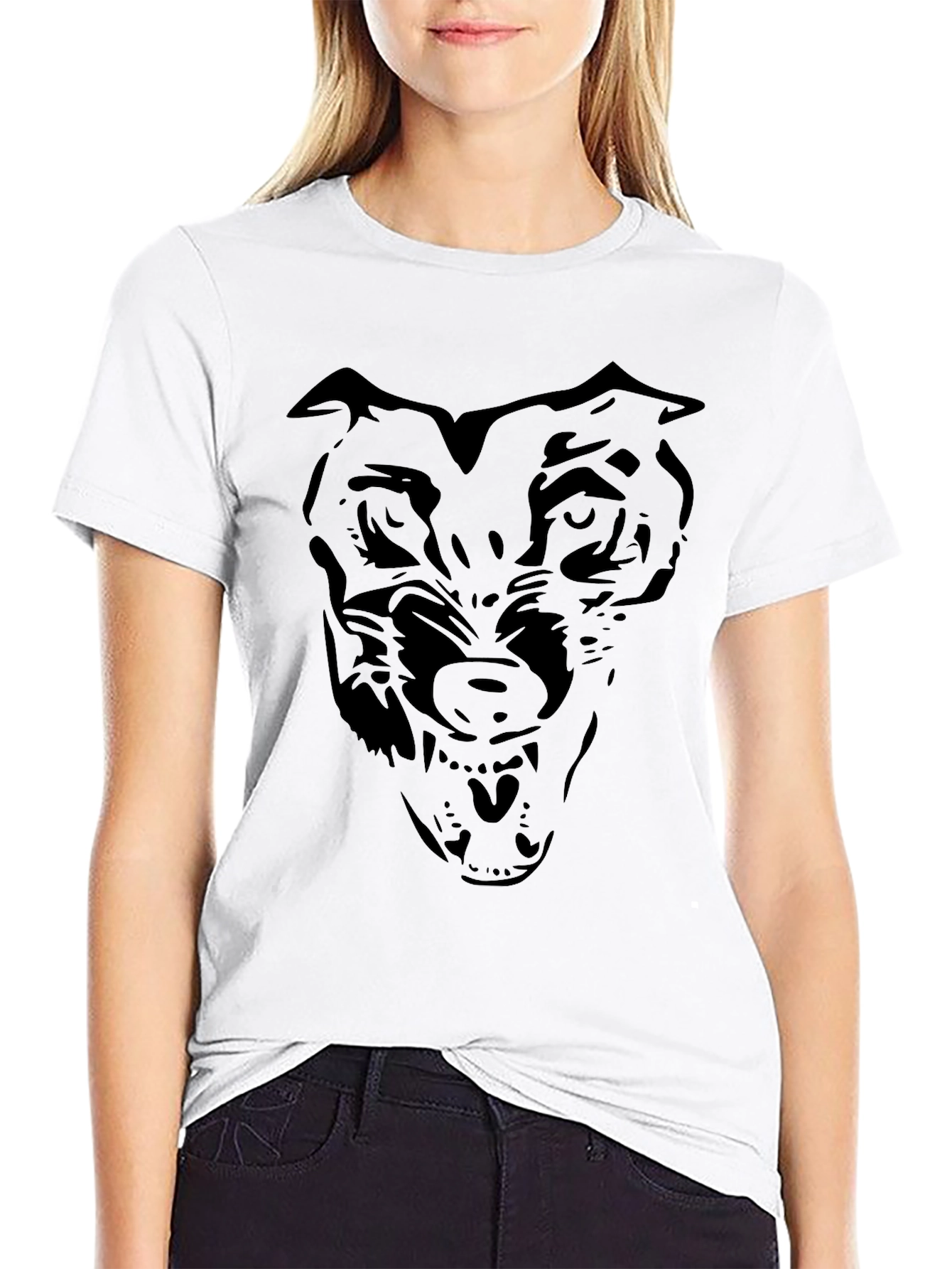 Black Wolf Graphic T-Shirt - Mens Crew Neck Tee