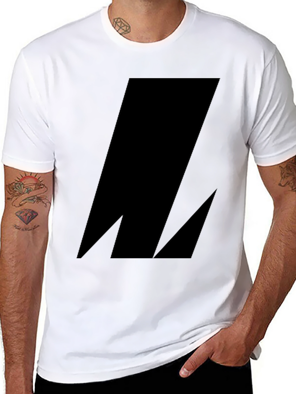 Mens Black Graphic Tee - Abstract Bolt Design