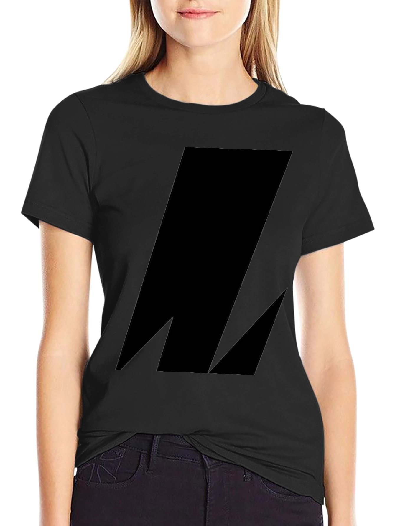 Mens Black Graphic Tee - Abstract Bolt Design
