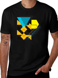 Geometric Graphic Print Black T-Shirt
