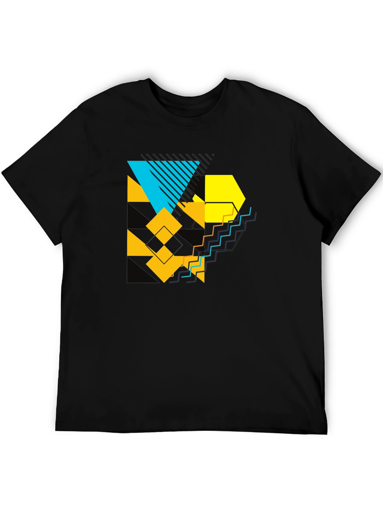 Geometric Graphic Print Black T-Shirt