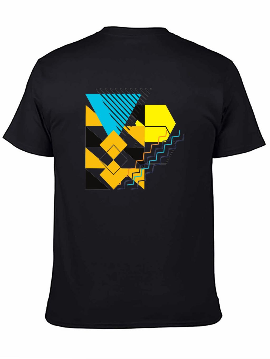 Geometric Graphic Print Black T-Shirt