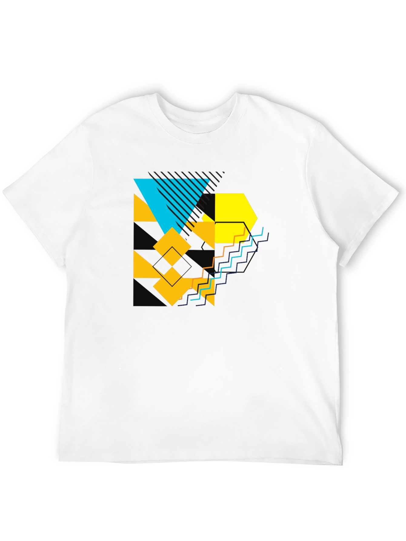 Geometric Graphic Print Black T-Shirt