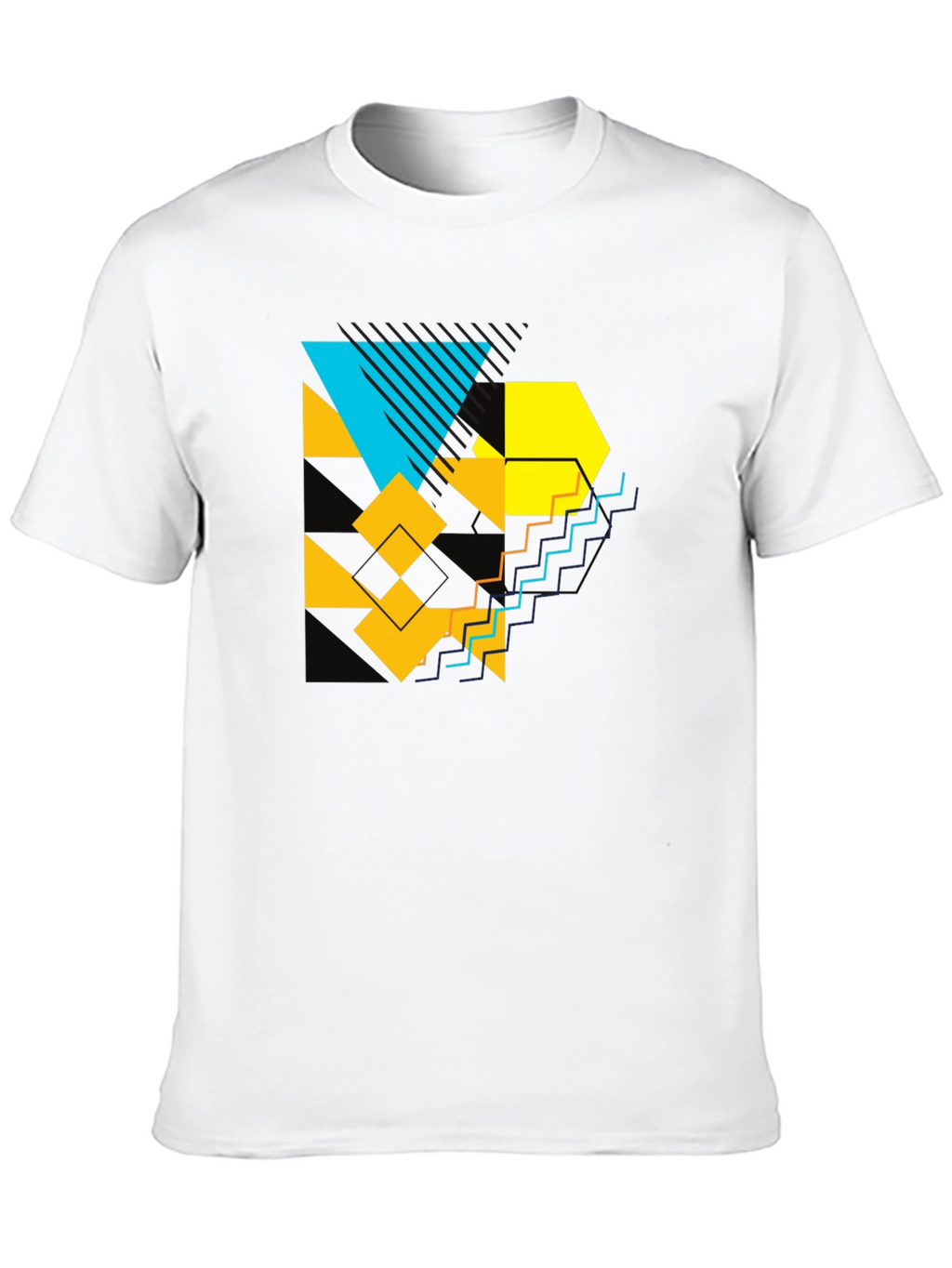Geometric Graphic Print Black T-Shirt
