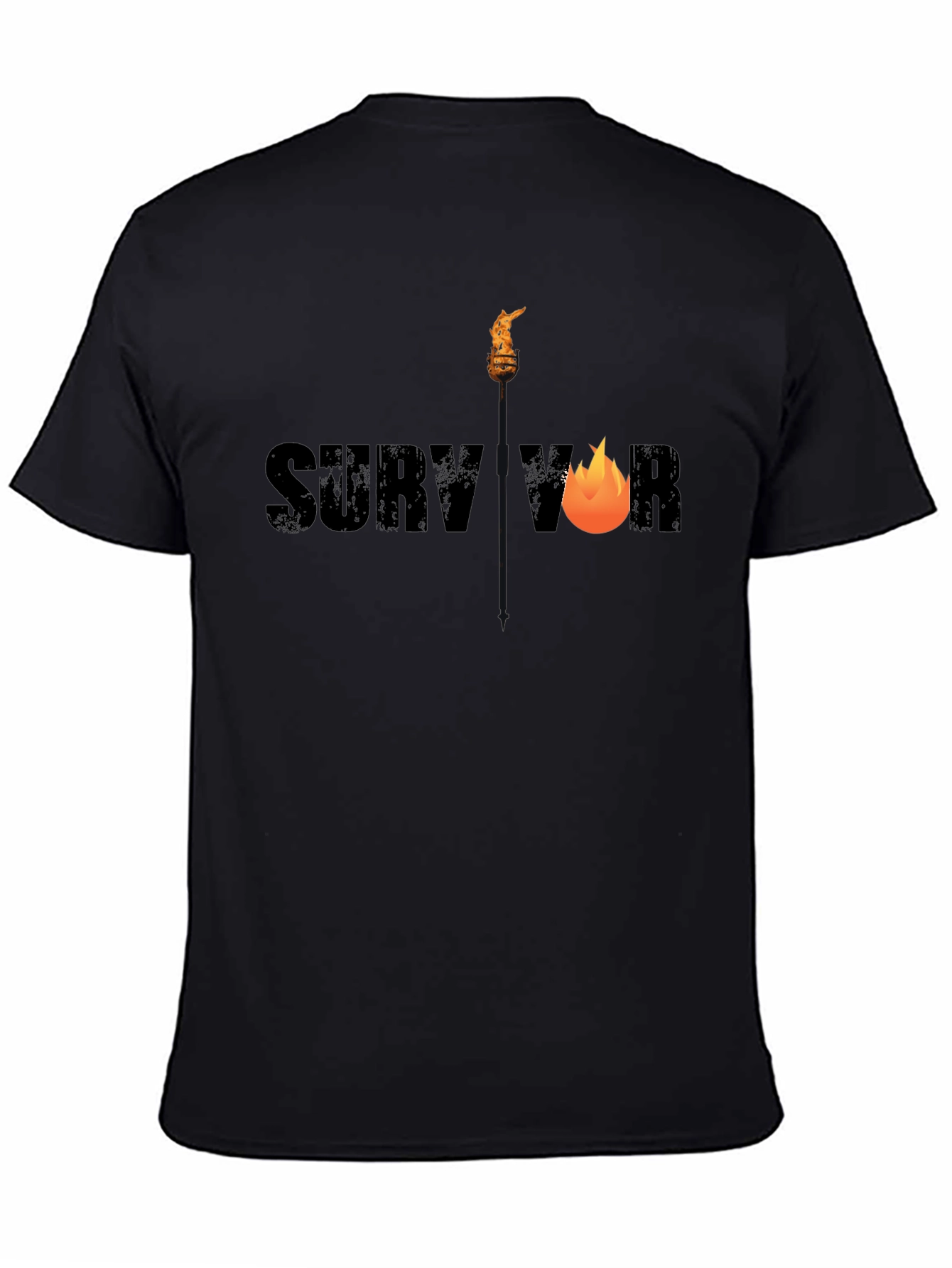 Survivor Graphic Tee - Black Cotton T-Shirt