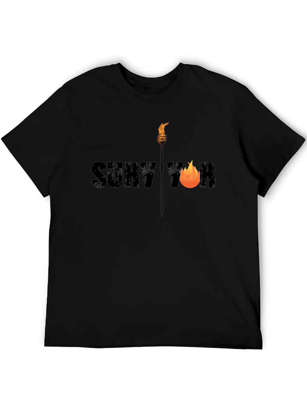 Survivor Graphic Tee - Black Cotton T-Shirt