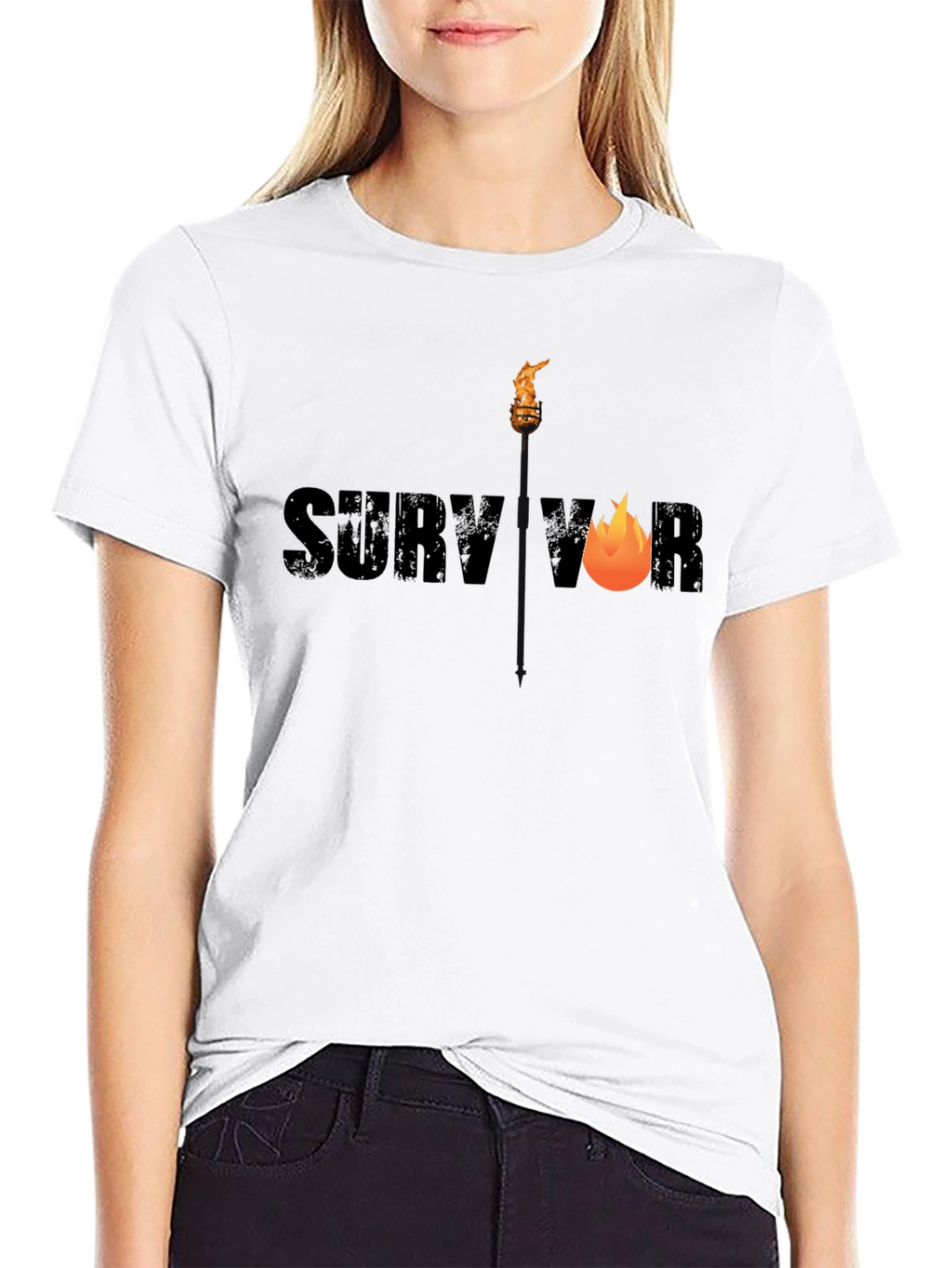 Survivor Graphic Tee - Black Cotton T-Shirt