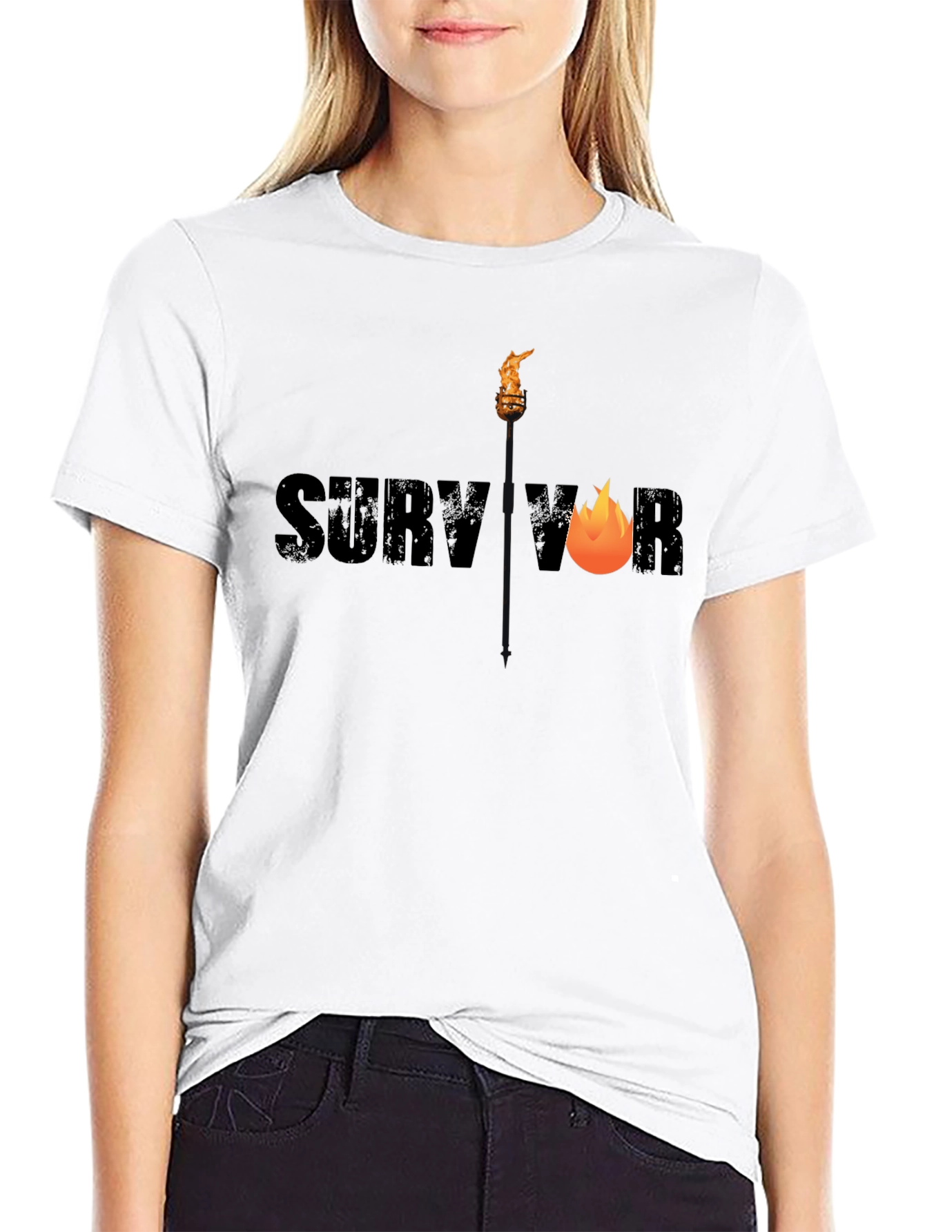 Survivor Graphic Tee - Black Cotton T-Shirt