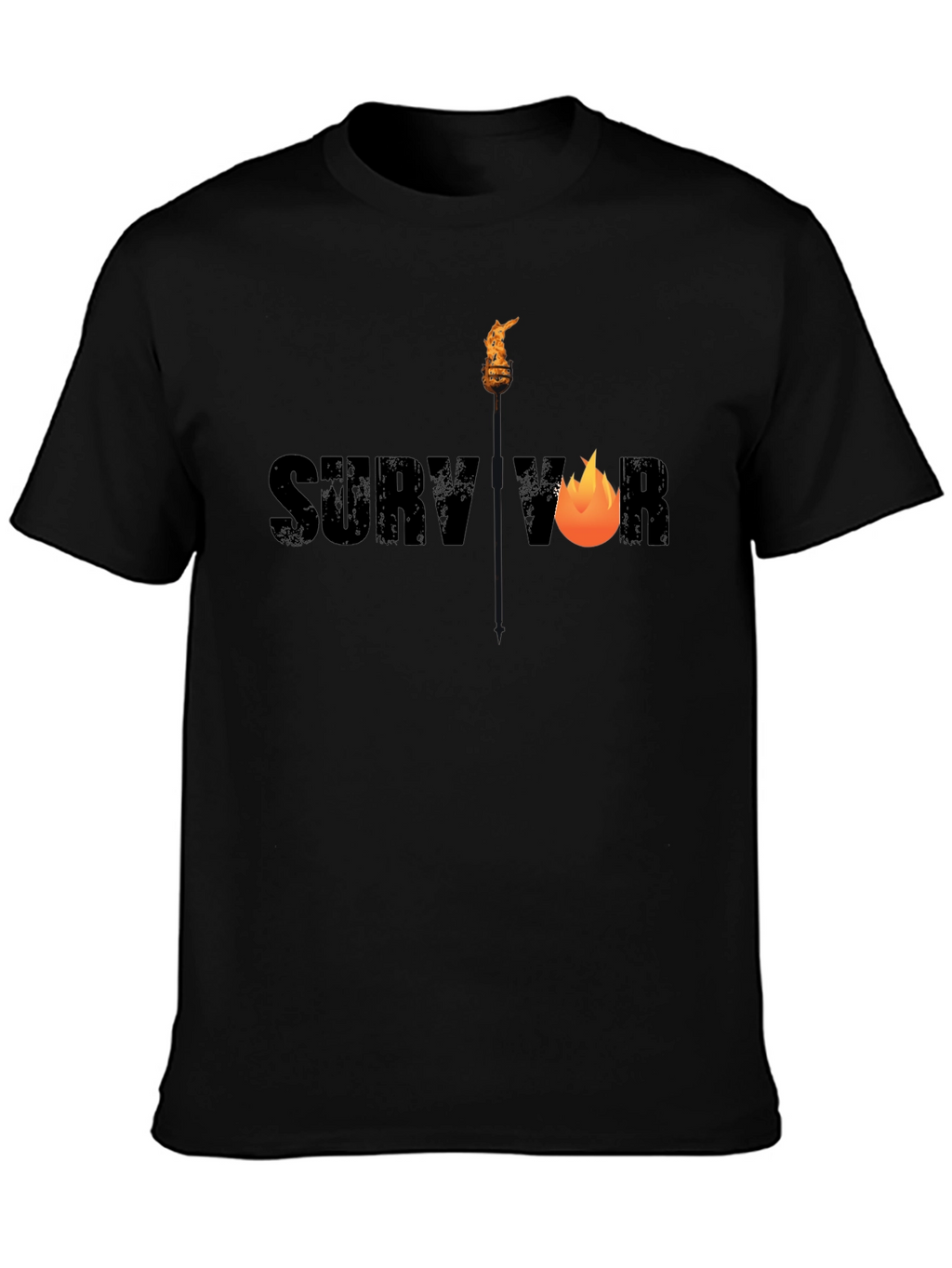 Survivor Graphic Tee - Black Cotton T-Shirt