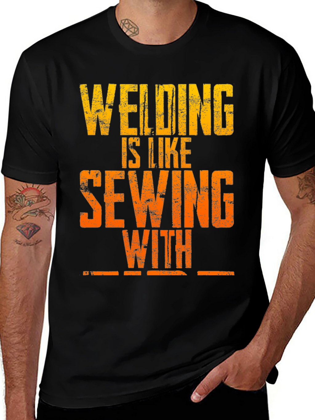 Welding is Like Sewing T-Shirt - Funny Welder Tee