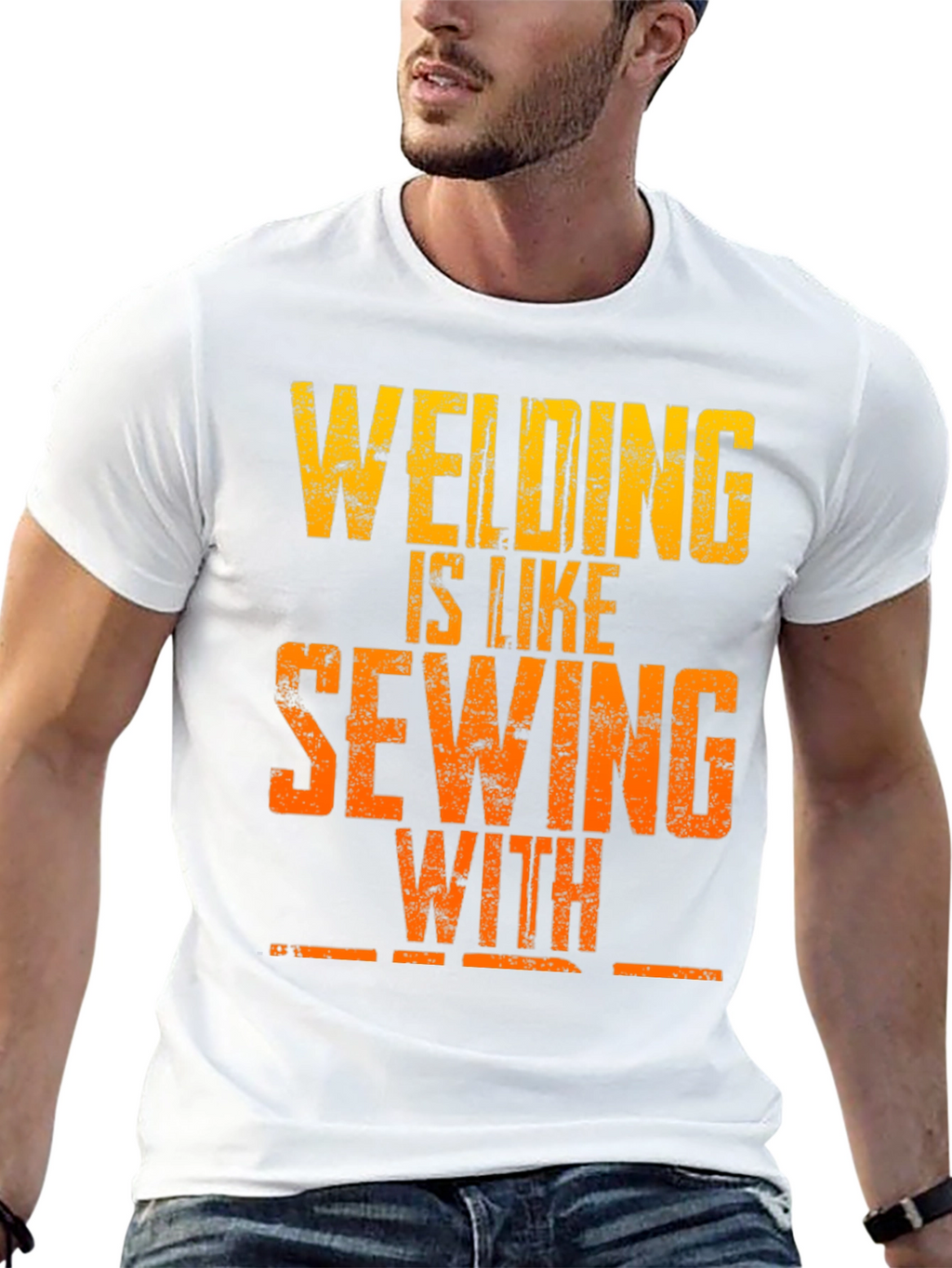 Welding is Like Sewing T-Shirt - Funny Welder Tee