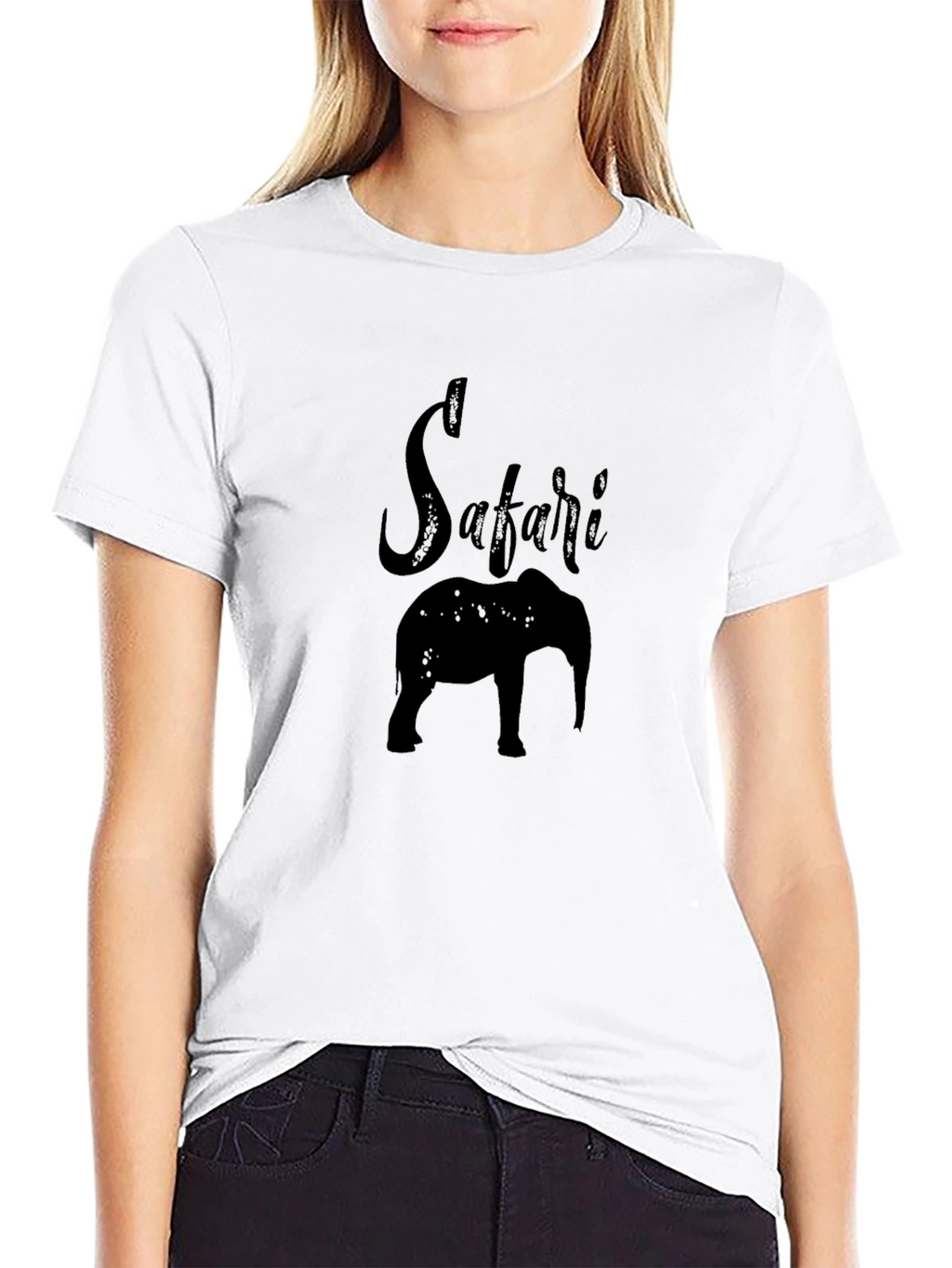 Safari Elephant Graphic Black T-Shirt