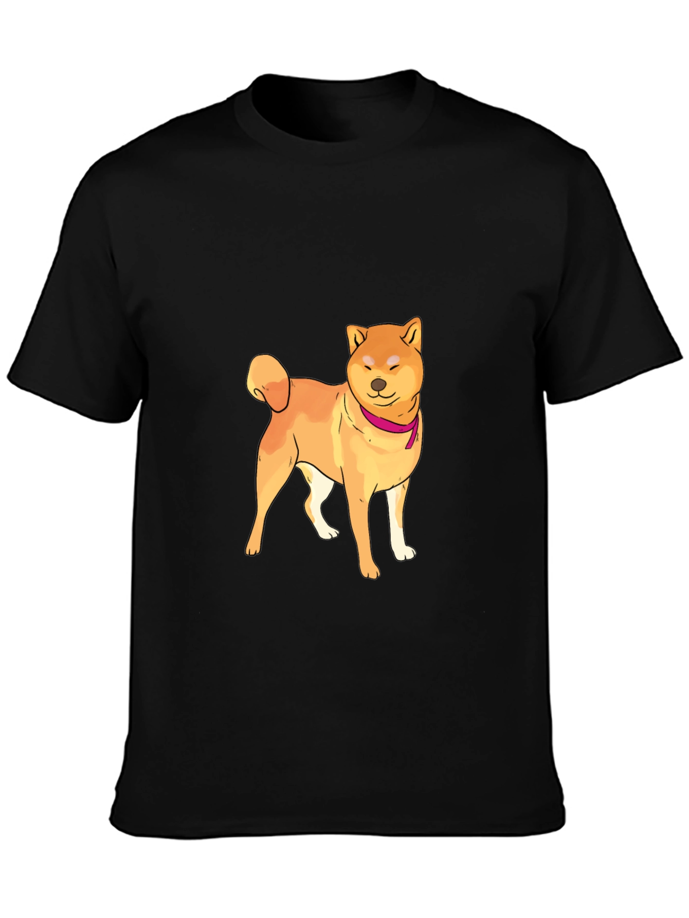 Shiba Inu Graphic Tee - Mens Black Crew Neck