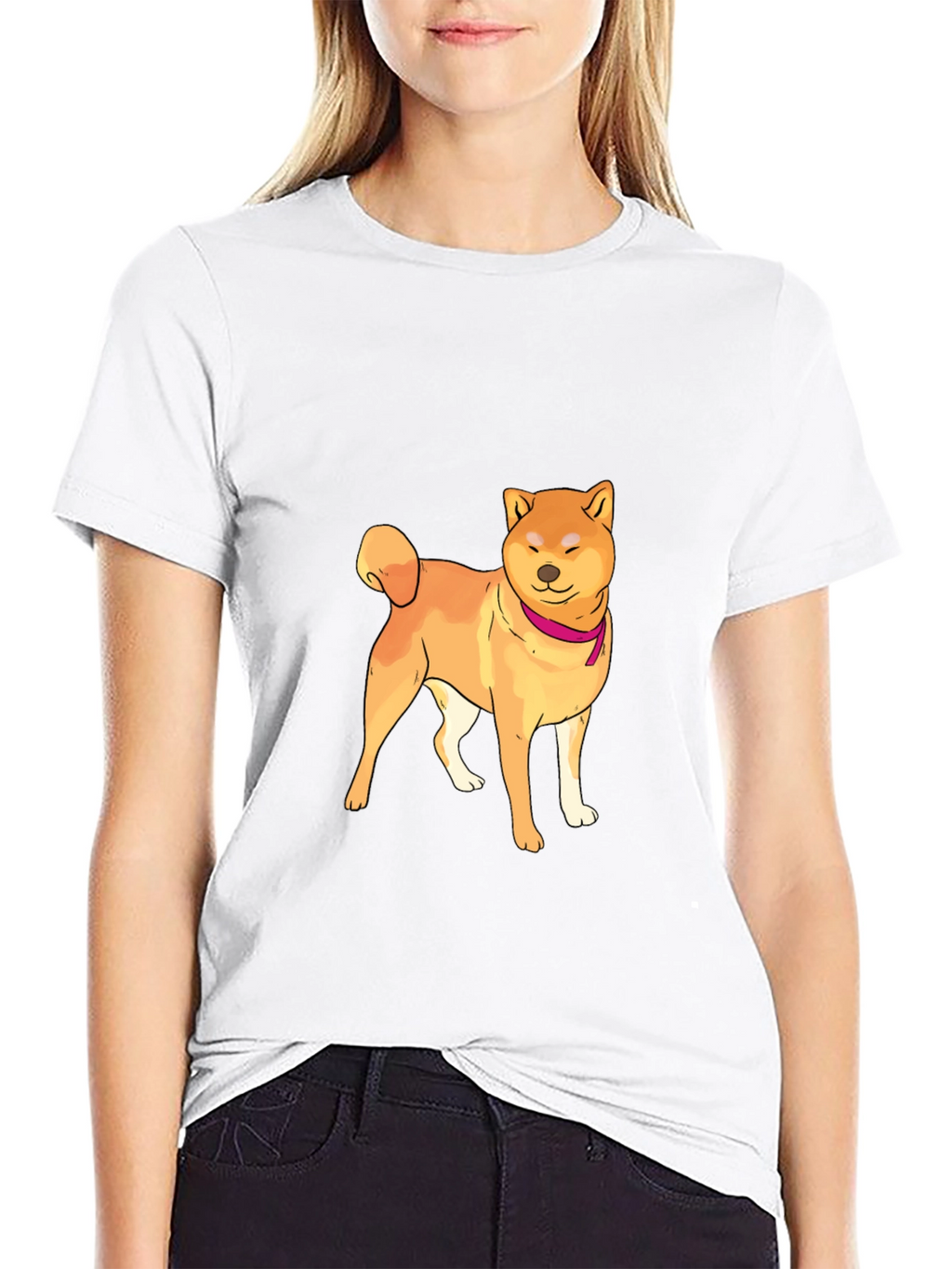 Shiba Inu Graphic Tee - Mens Black Crew Neck
