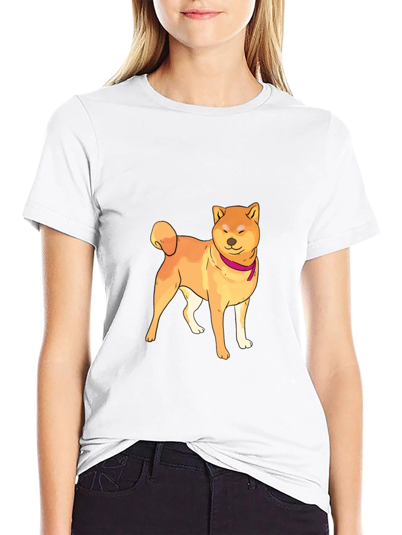 Shiba Inu Graphic Tee - Mens Black Crew Neck