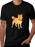 Shiba Inu Graphic Tee - Mens Black Crew Neck