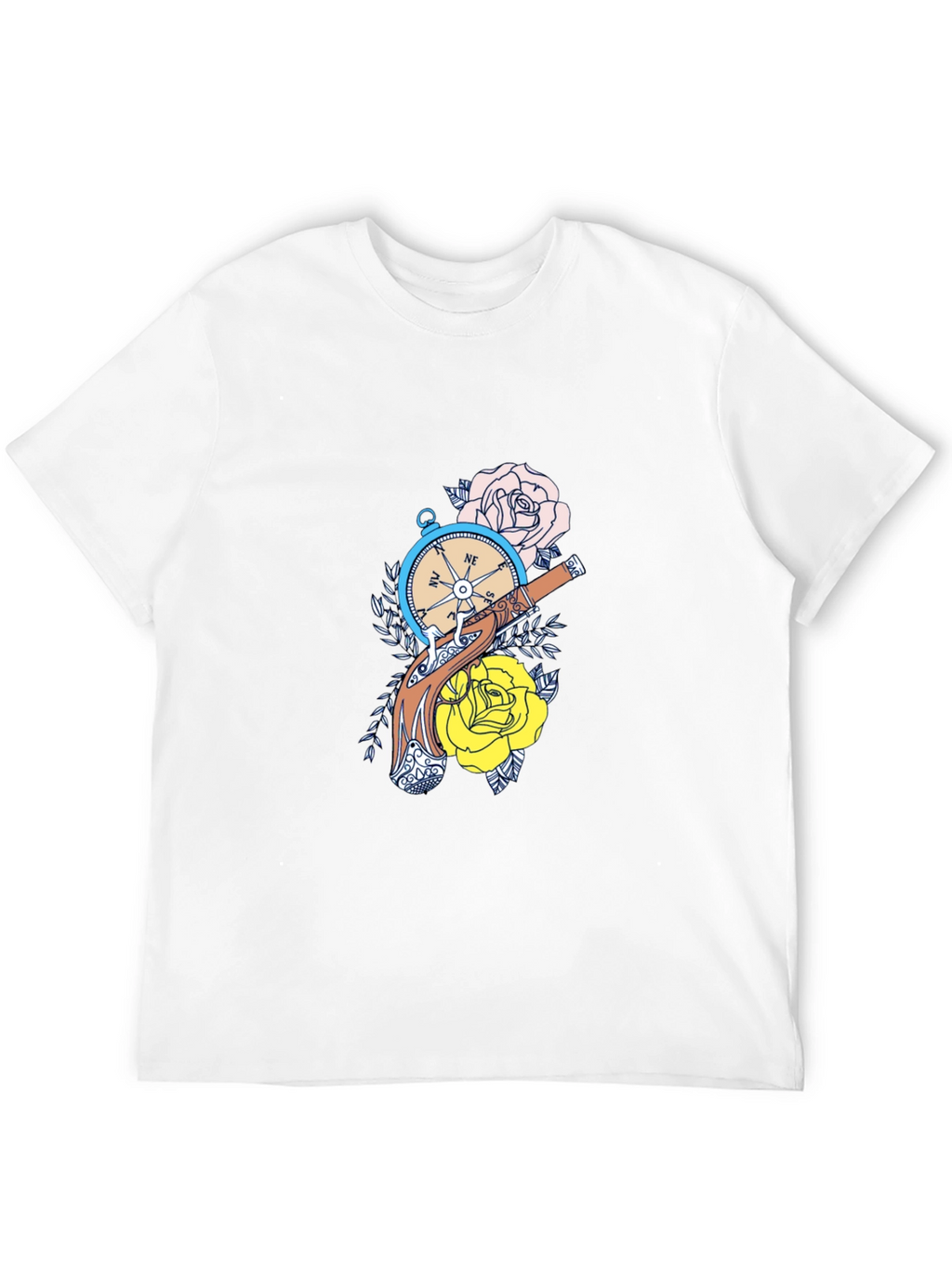 Compass & Roses Graphic Tee - Black Cotton