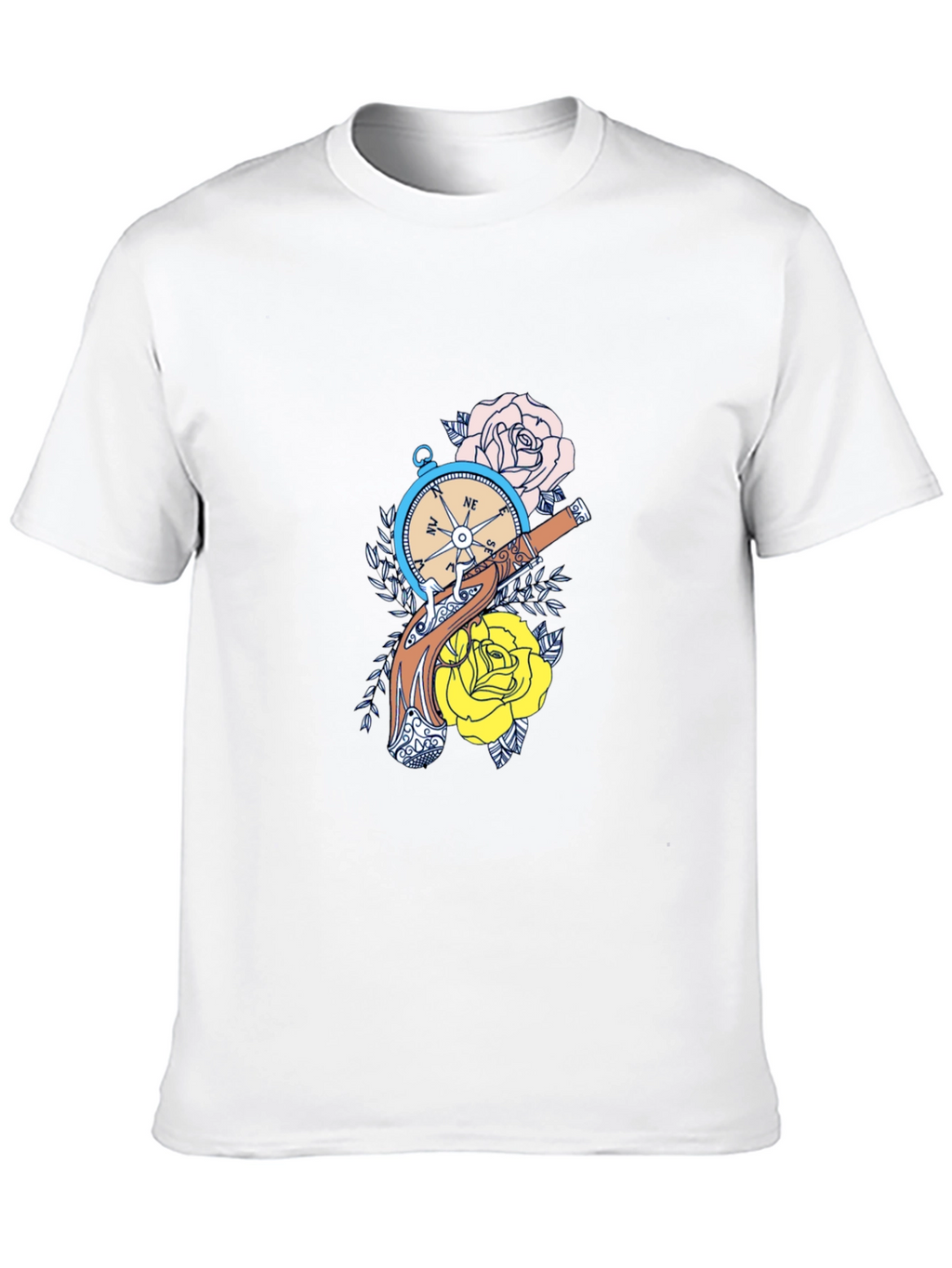 Compass & Roses Graphic Tee - Black Cotton