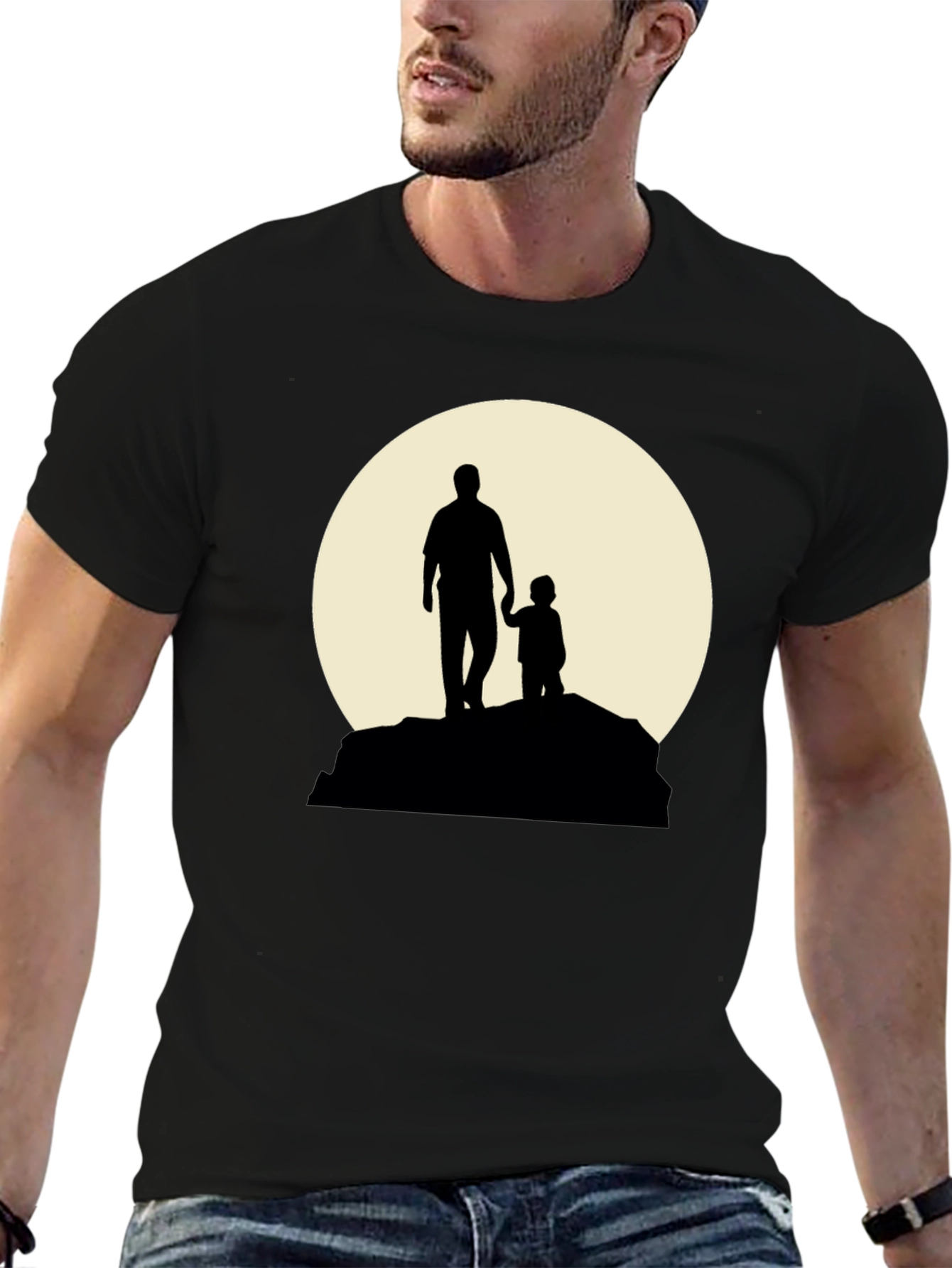 Father & Child Silhouette Graphic T-Shirt