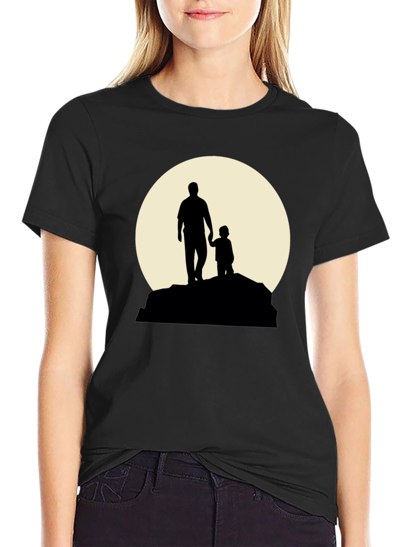 Father & Child Silhouette Graphic T-Shirt