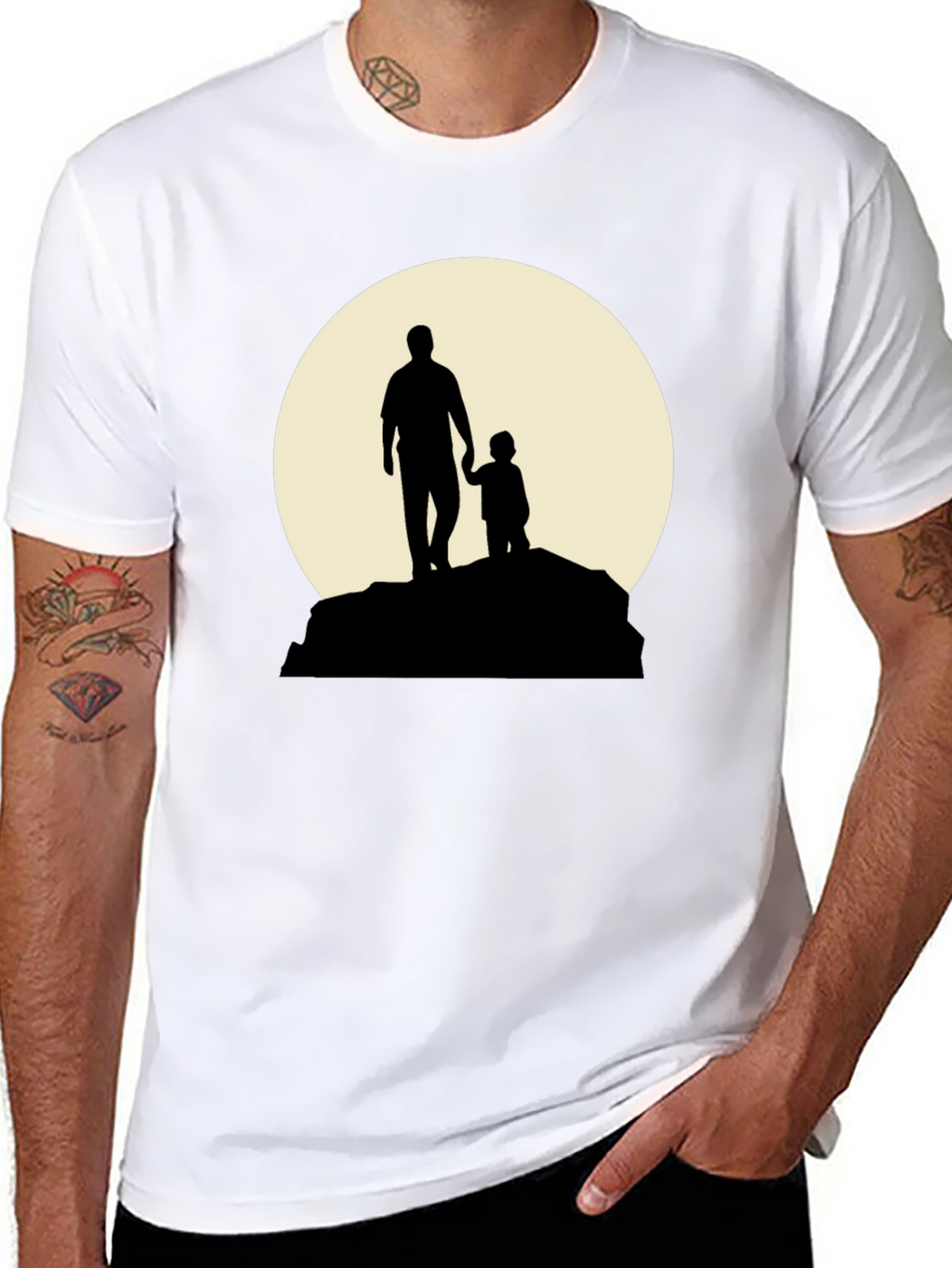 Father & Child Silhouette Graphic T-Shirt