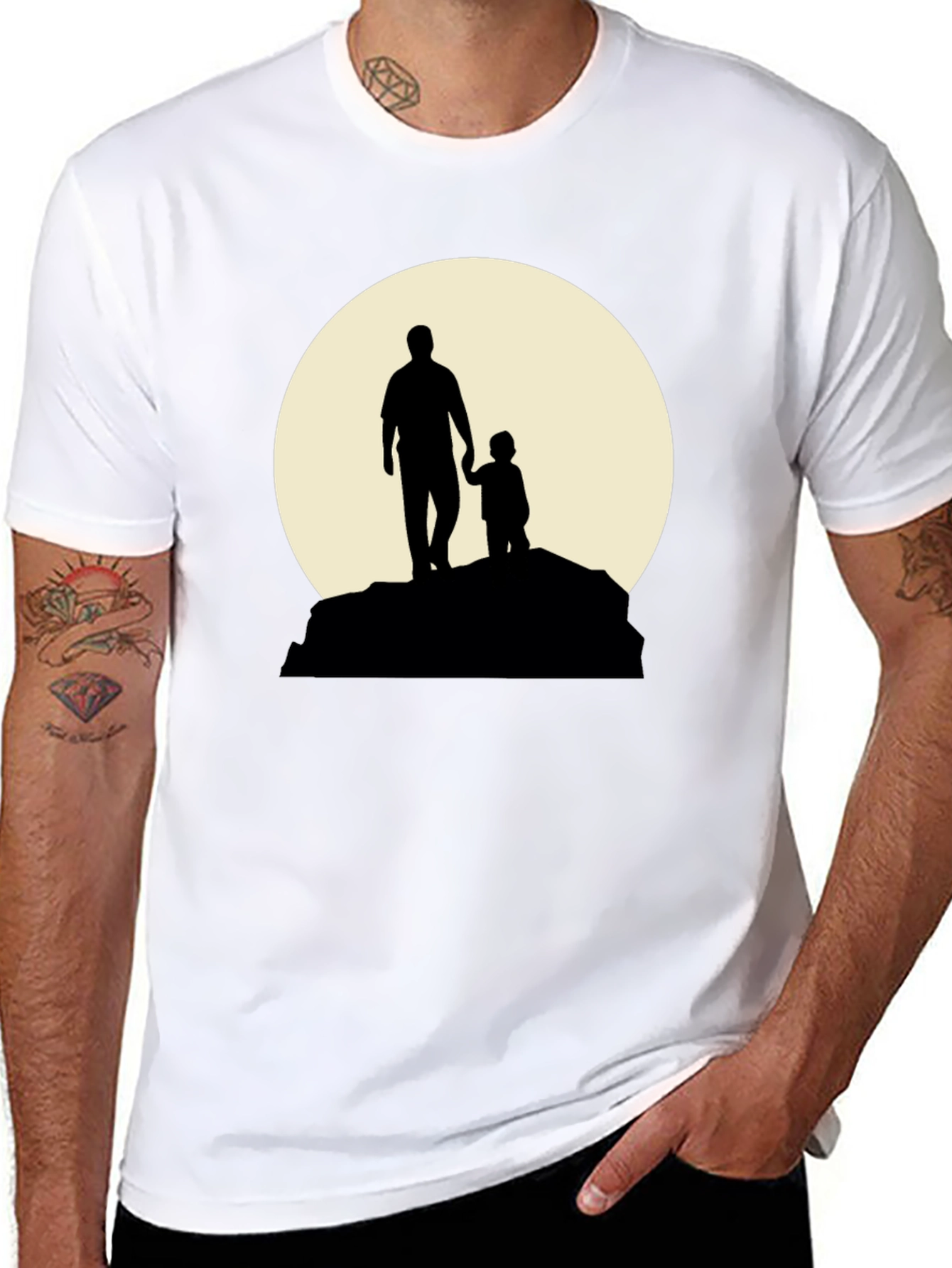 Father & Child Silhouette Graphic T-Shirt