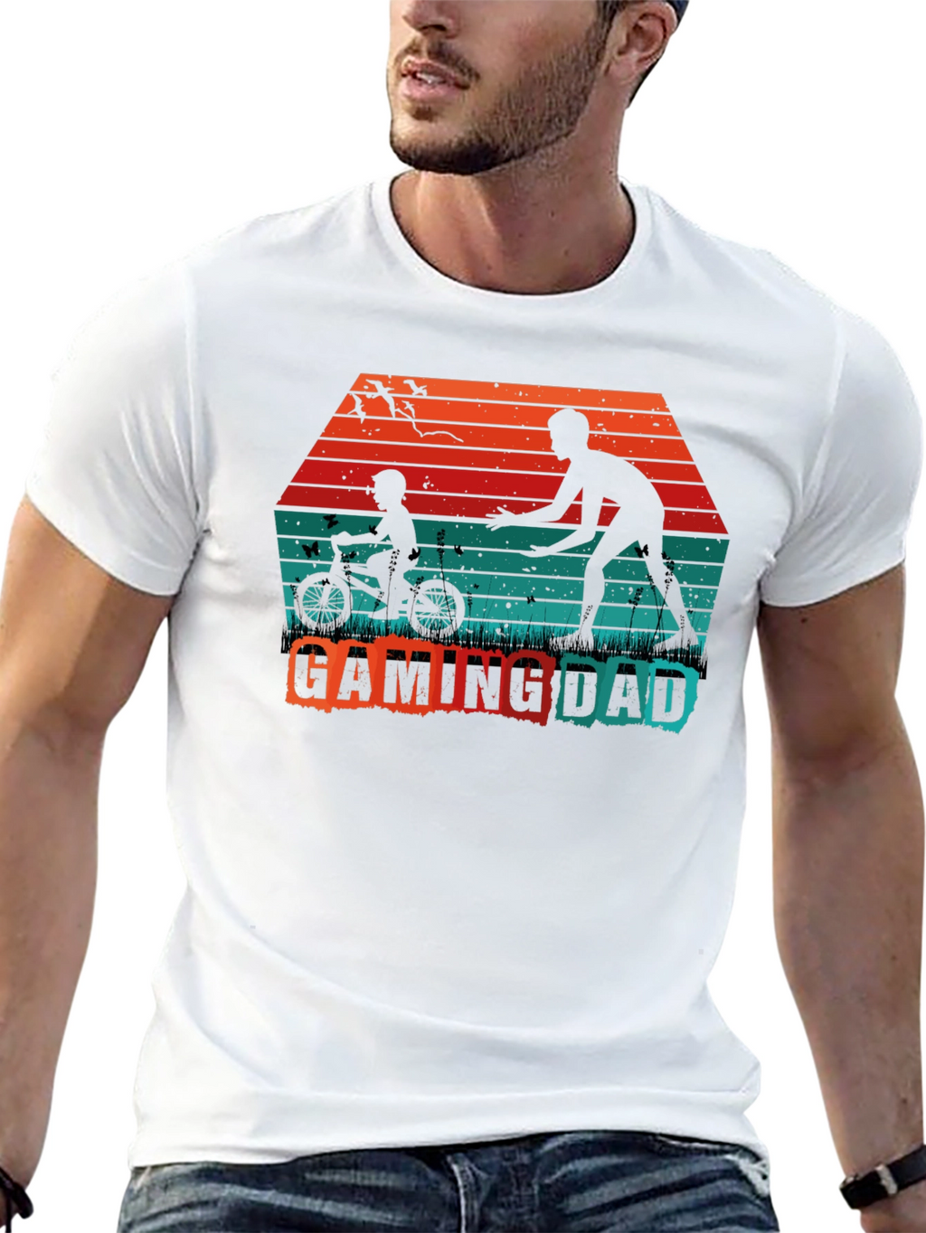 Gaming Dad T-Shirt - Father Son Silhouette Tee