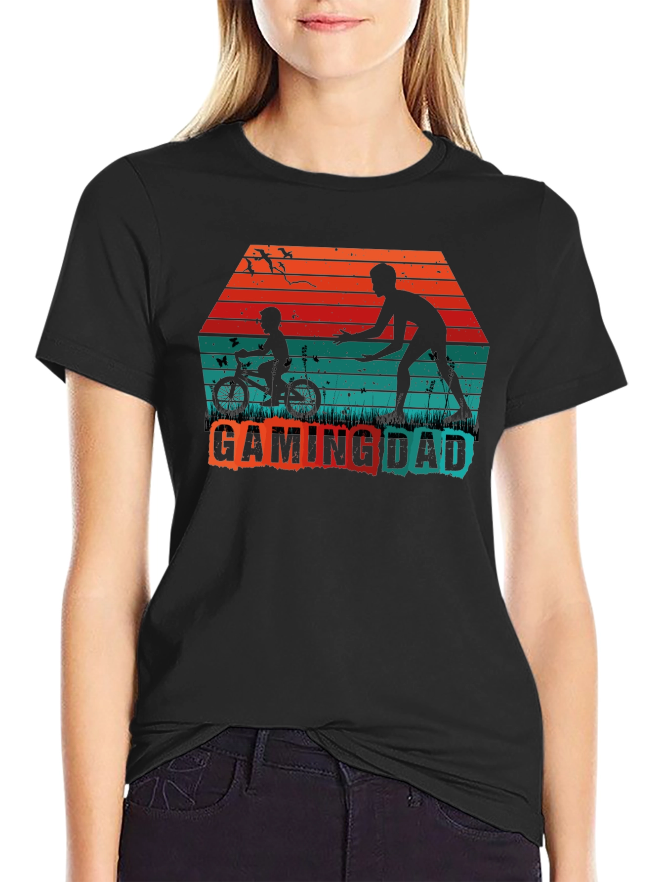 Gaming Dad T-Shirt - Father Son Silhouette Tee