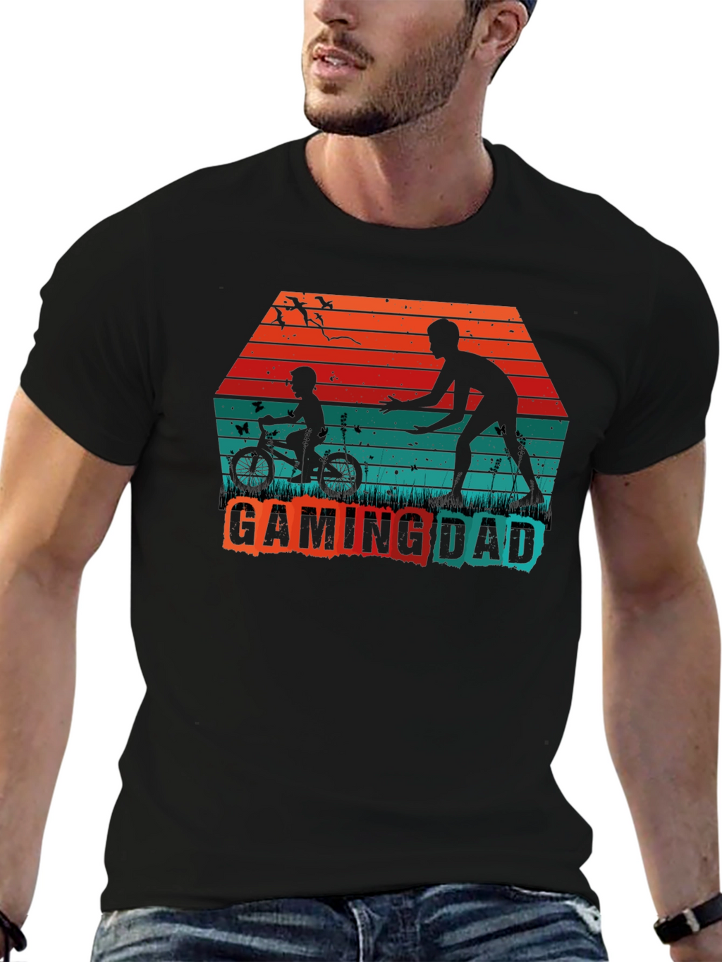 Gaming Dad T-Shirt - Father Son Silhouette Tee