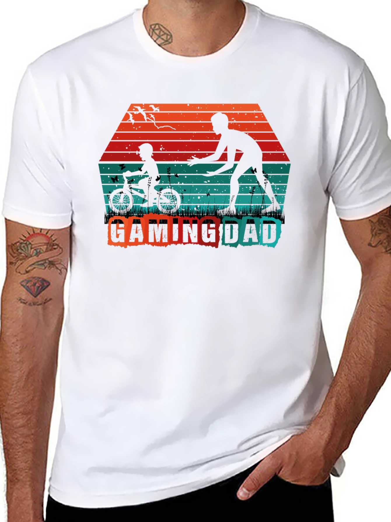 Gaming Dad T-Shirt - Father Son Silhouette Tee