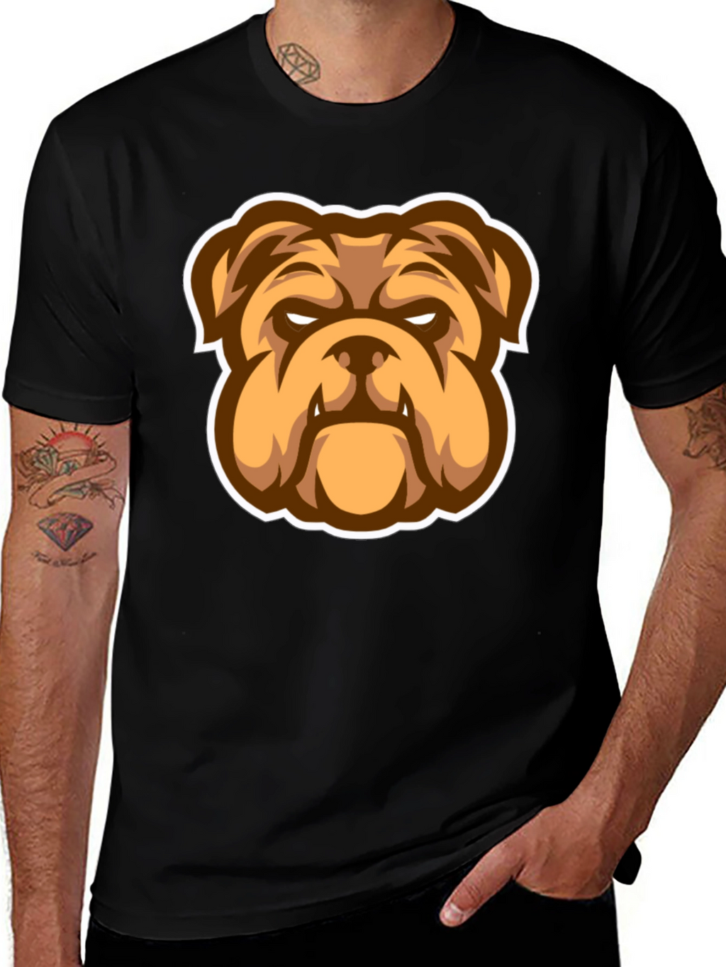 Bulldog Graphic Black T-Shirt - Stylish Mens Tee