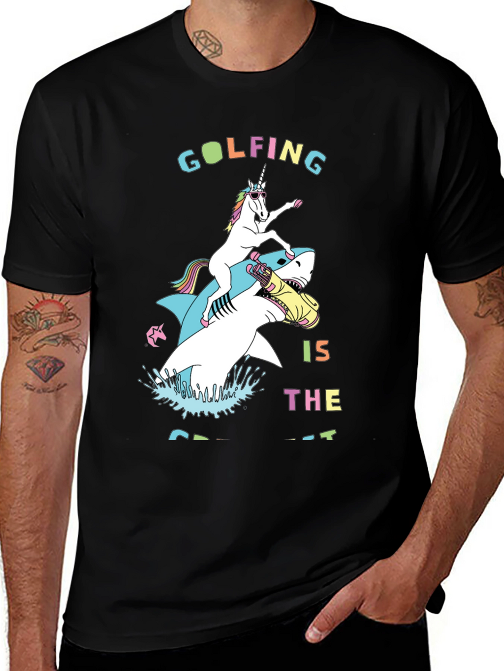 Golfing Unicorn Shark T-Shirt