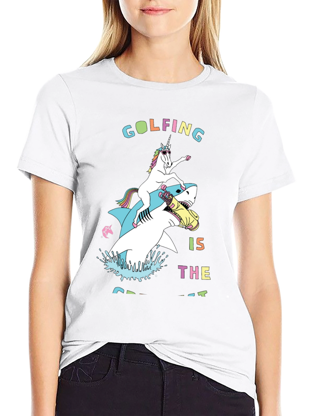 Golfing Unicorn Shark T-Shirt