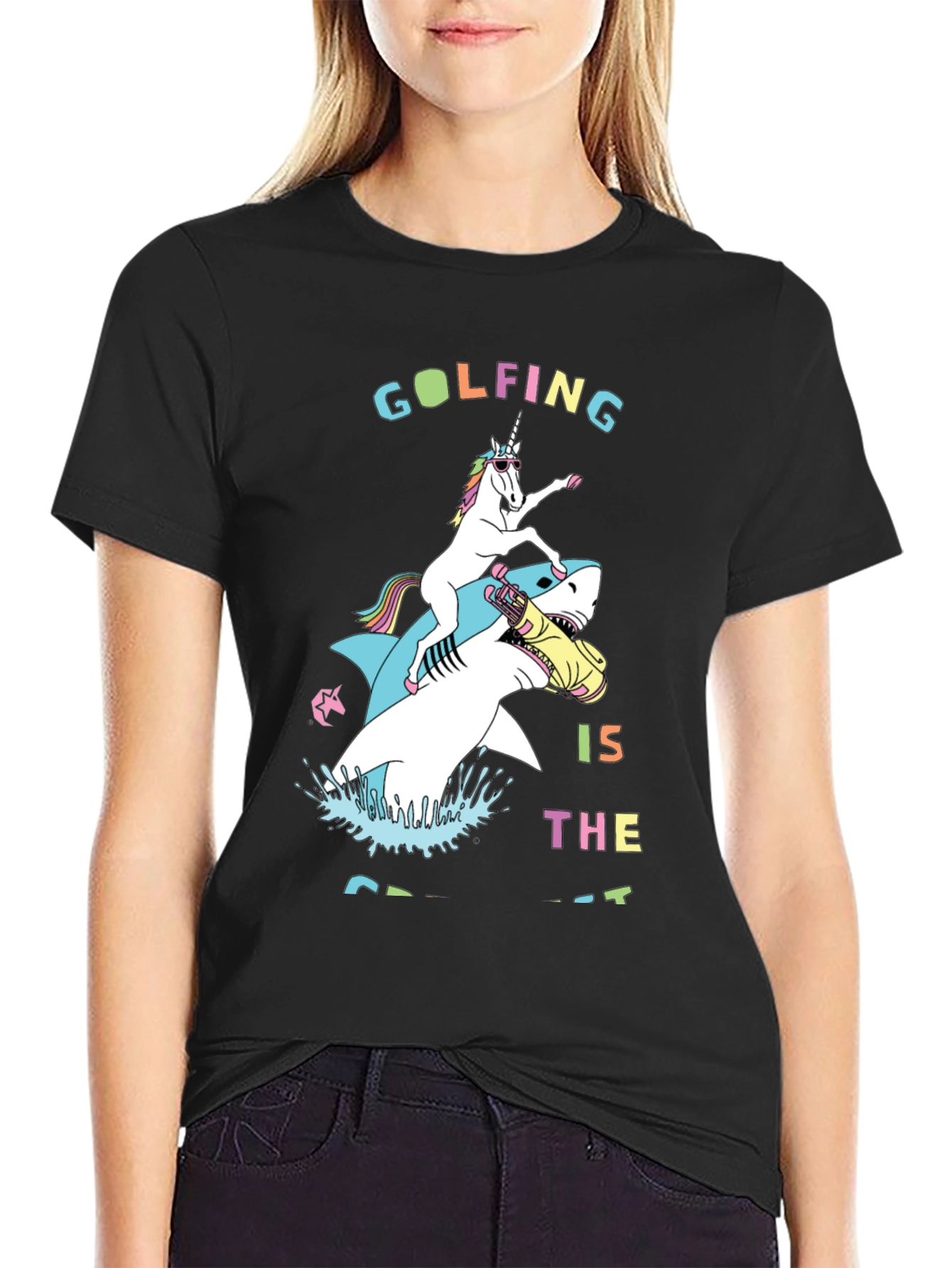 Golfing Unicorn Shark T-Shirt