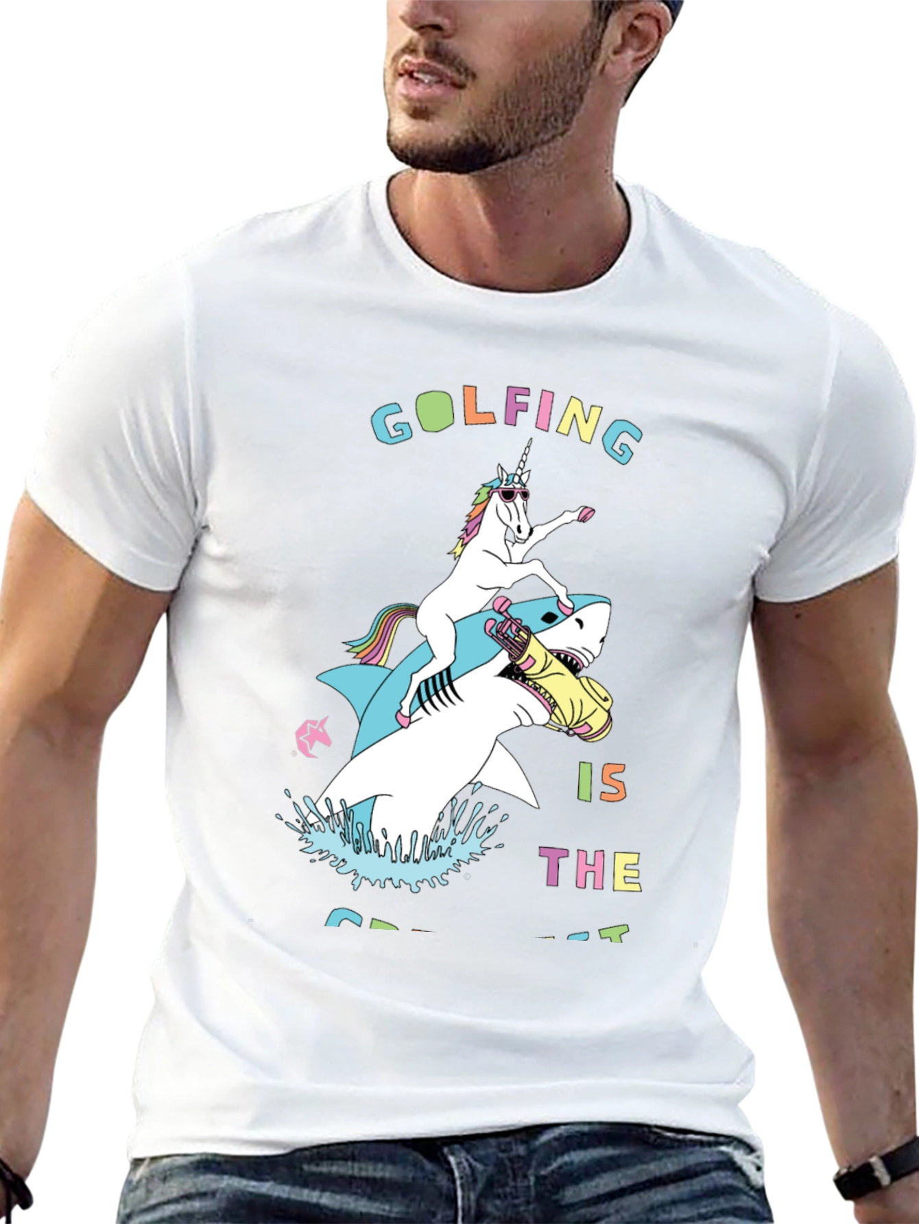 Golfing Unicorn Shark T-Shirt