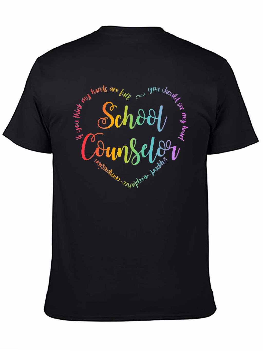 School Counselor Rainbow Heart T-Shirt