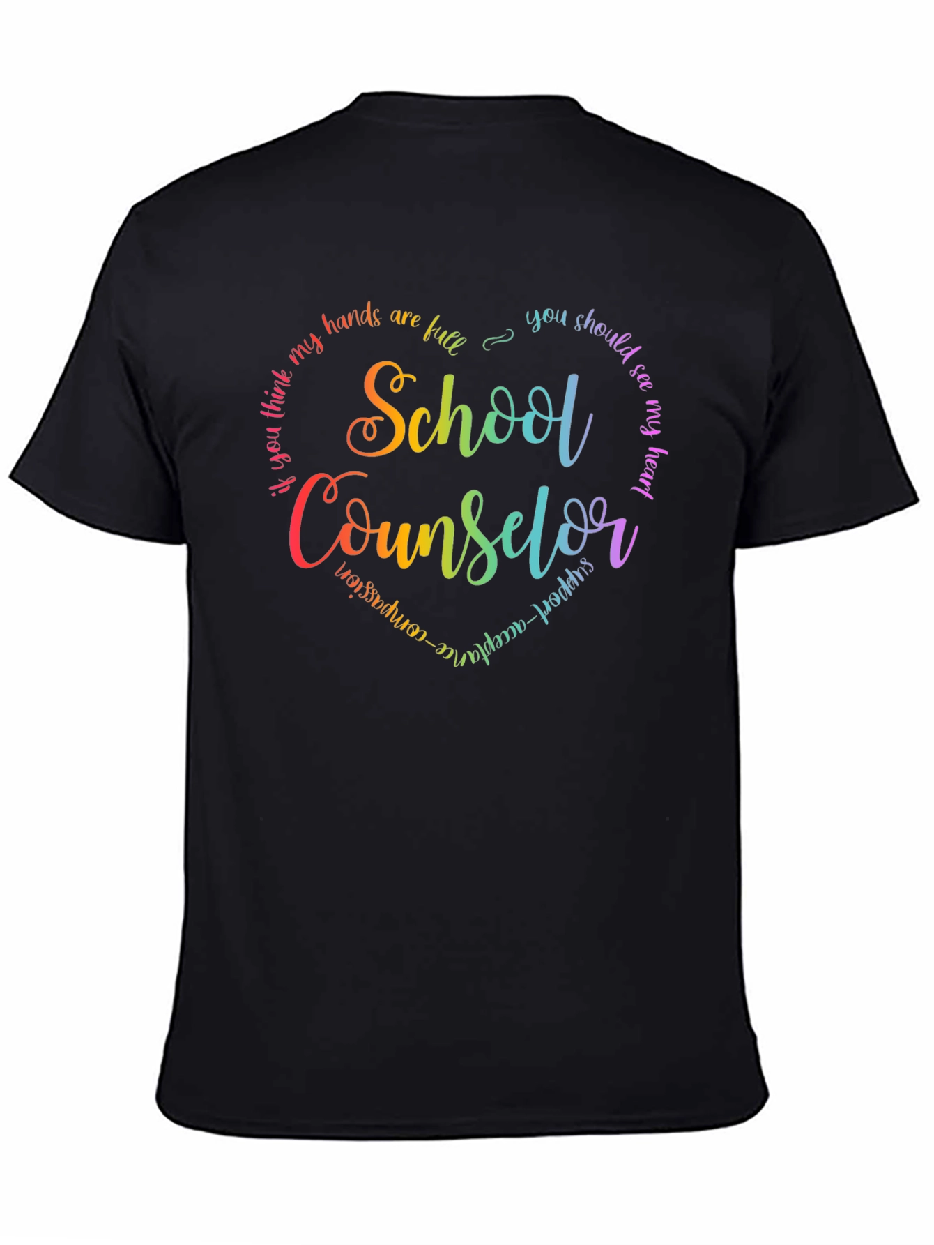 School Counselor Rainbow Heart T-Shirt