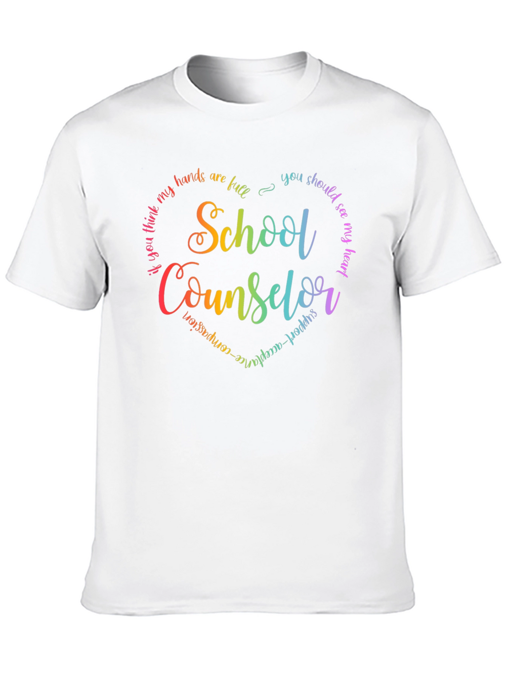School Counselor Rainbow Heart T-Shirt