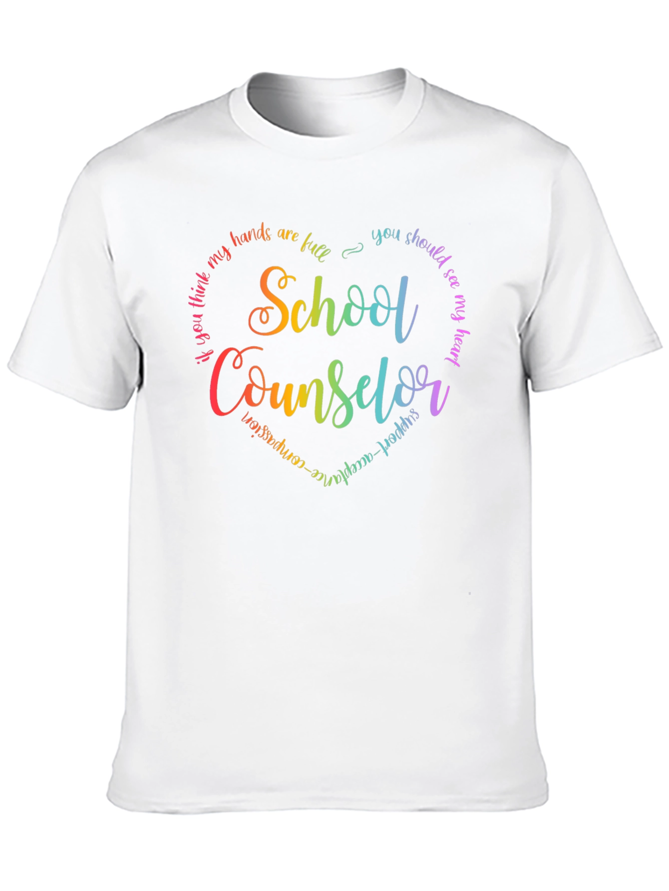School Counselor Rainbow Heart T-Shirt