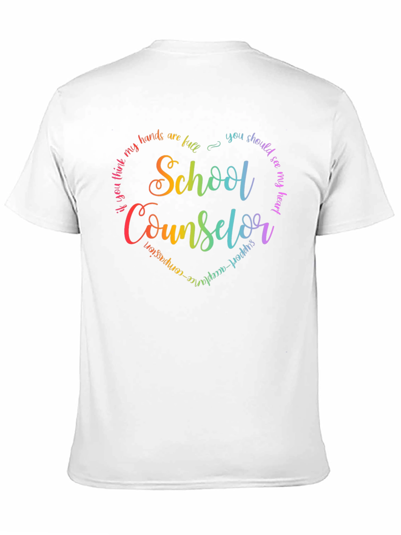 School Counselor Rainbow Heart T-Shirt